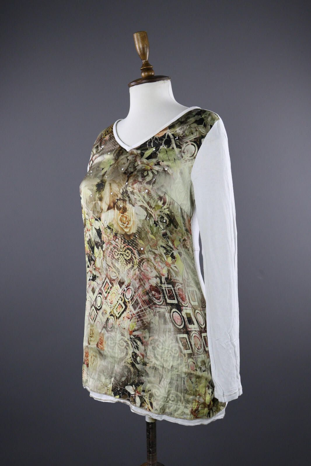 Designer Elisa Cavaletti Sono Italiano Floral Summer Top Shirt L Size M / US 6-8 / IT 42-44 - 4 Thumbnail