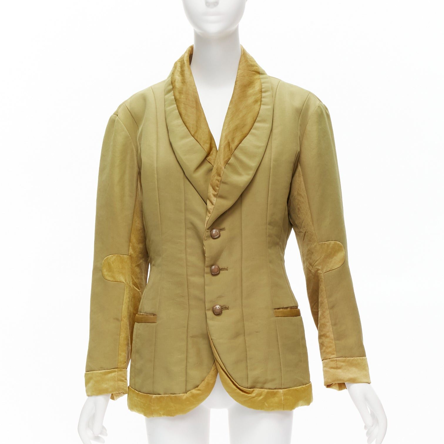 Issey Miyake ISSEY MIYAKE Vintage 1980s khaki brown contrast 3D cut collar patch insert jacket M Size M / US 6-8 / IT 42-44 - 1 Thumbnail