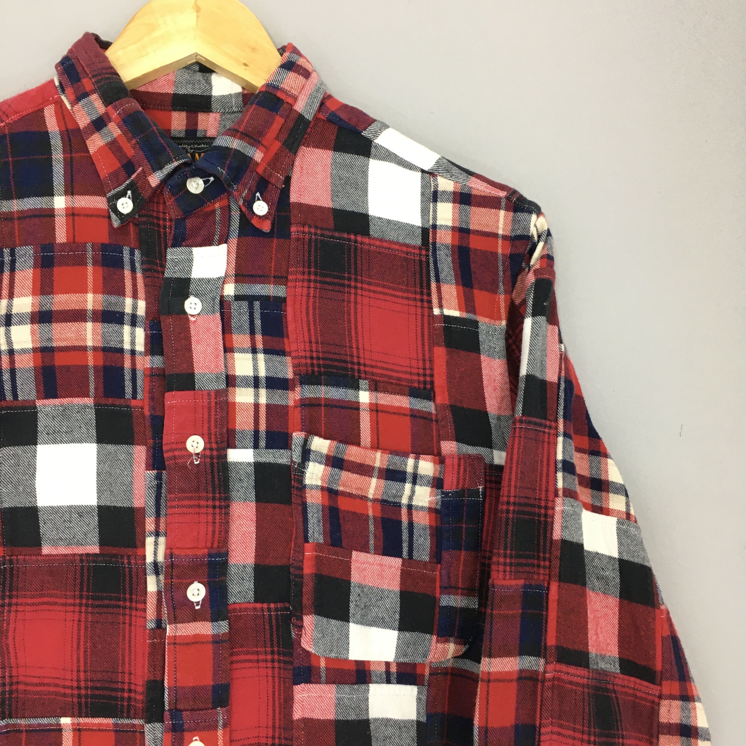 Beams Plus × Flannel × Japanese Brand Vintage Beams Japan Patchwork Checkered Flannel Shirt Small Size US S / EU 44-46 / 1 - 2 Thumbnail