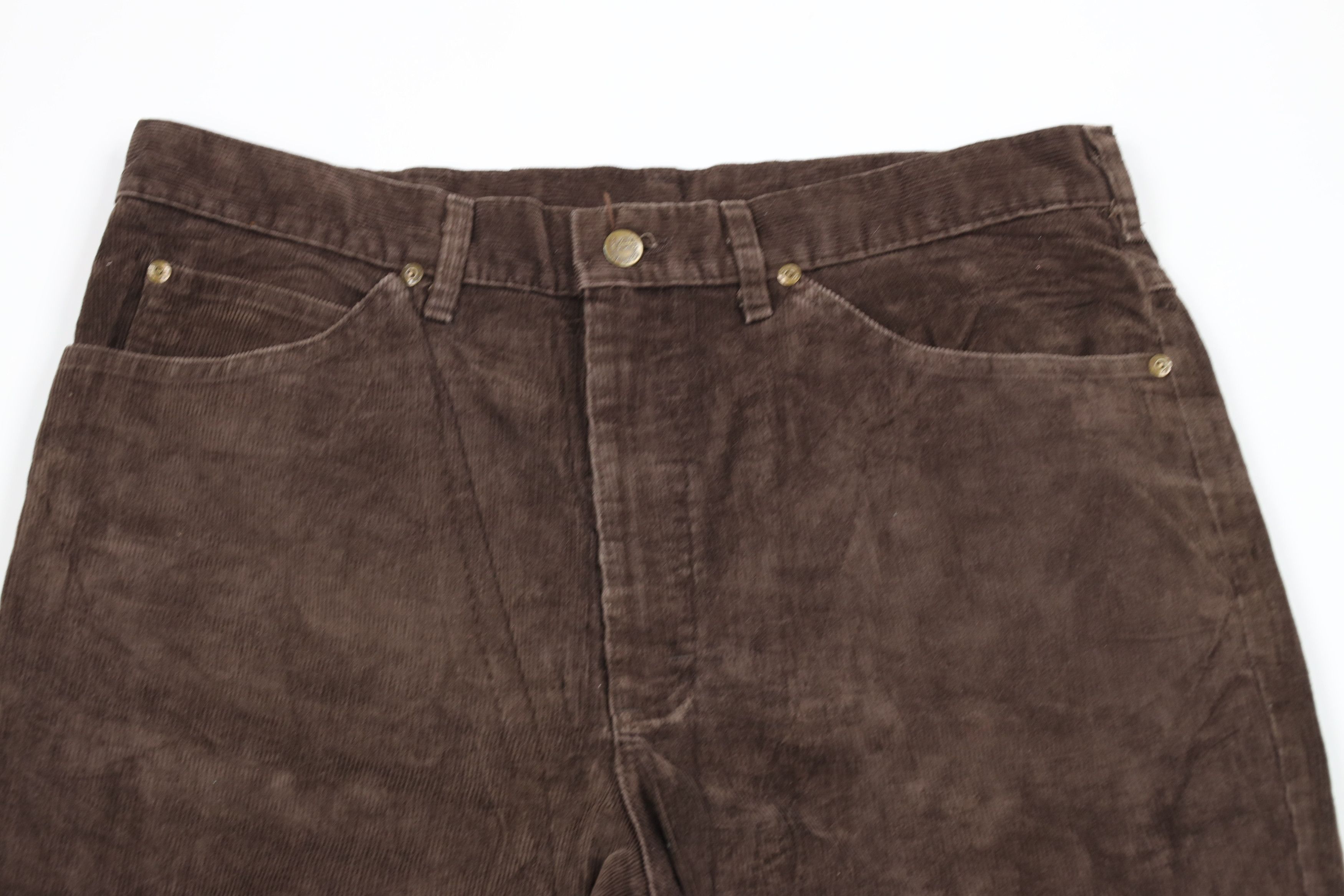 Lee × Vintage Vintage 70s Lee Leg Bell Bottoms Corduroy Pants Brown USA Size 34 - 2 Thumbnail
