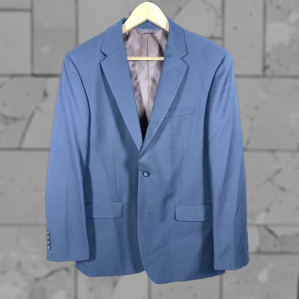 Vintage Caravelli Navy Suit Jacket 38R Regular Blue 2-Button Notch Lapel Men 1 Piece Italy Dress Coat Size 38R - 1 Thumbnail