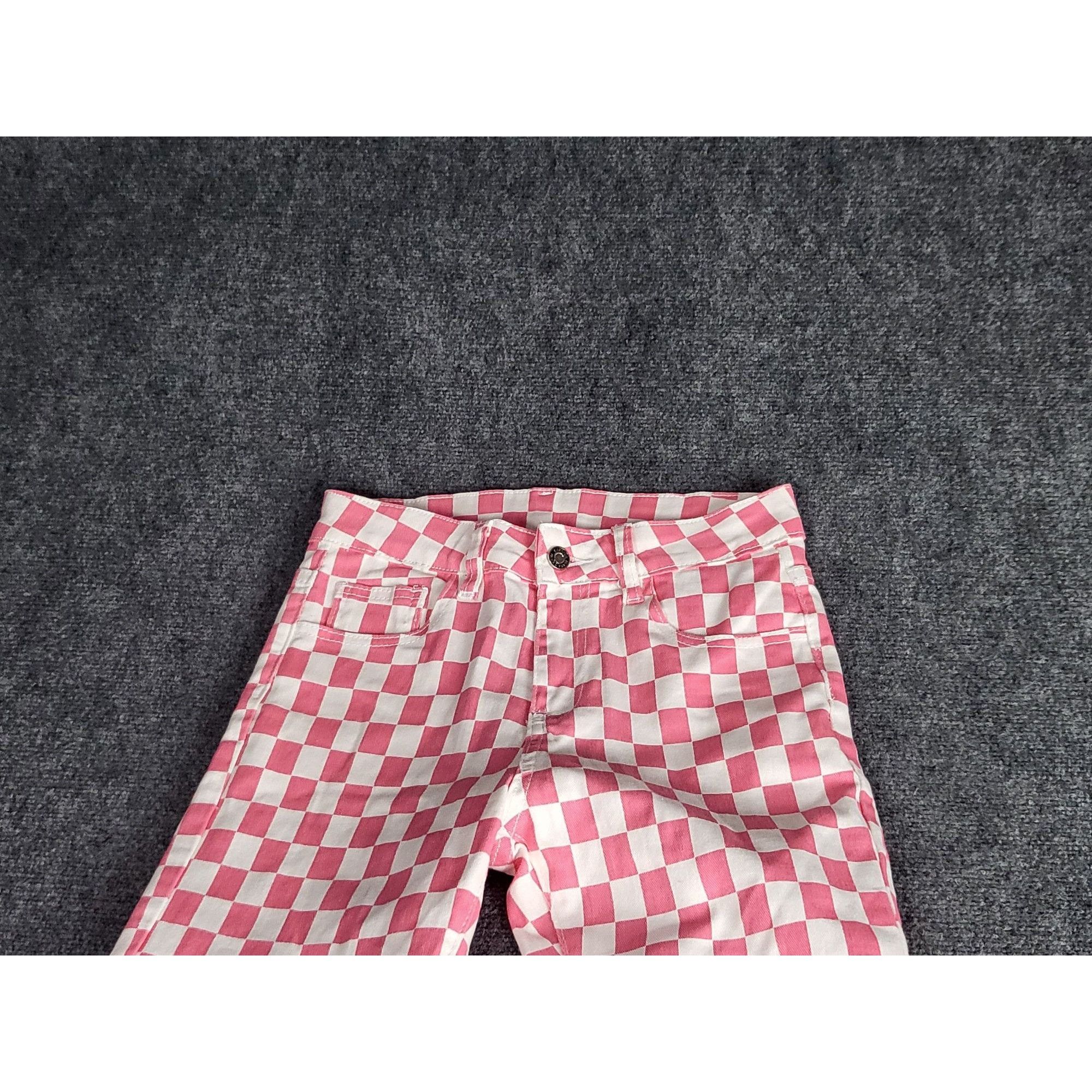 Jean Pink Checkered Bell Bottom Denim Jeeans Women Sz 4 Hipster L Size 27" / US 4 / IT 40 - 5 Thumbnail