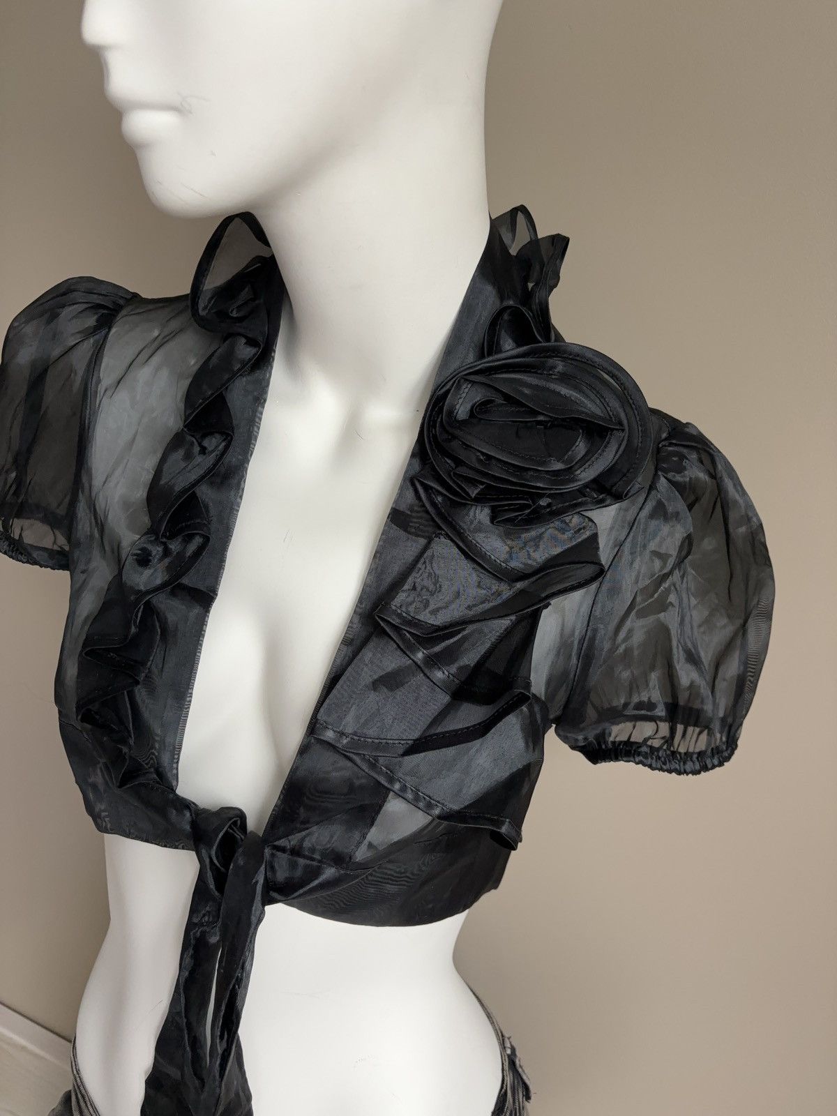 Vintage Rina Scimento vintage mesh bolero lace up blouse coquette Size S / US 4 / IT 40 - 5 Thumbnail