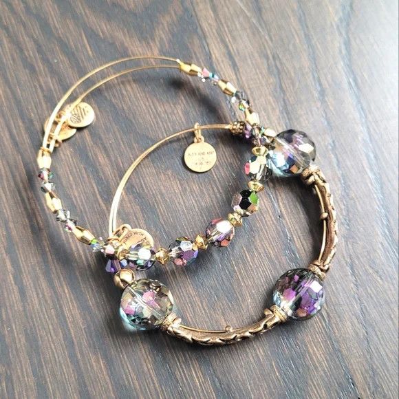 Alex Ani Swarovski Crystal Bangle Duo Colorful