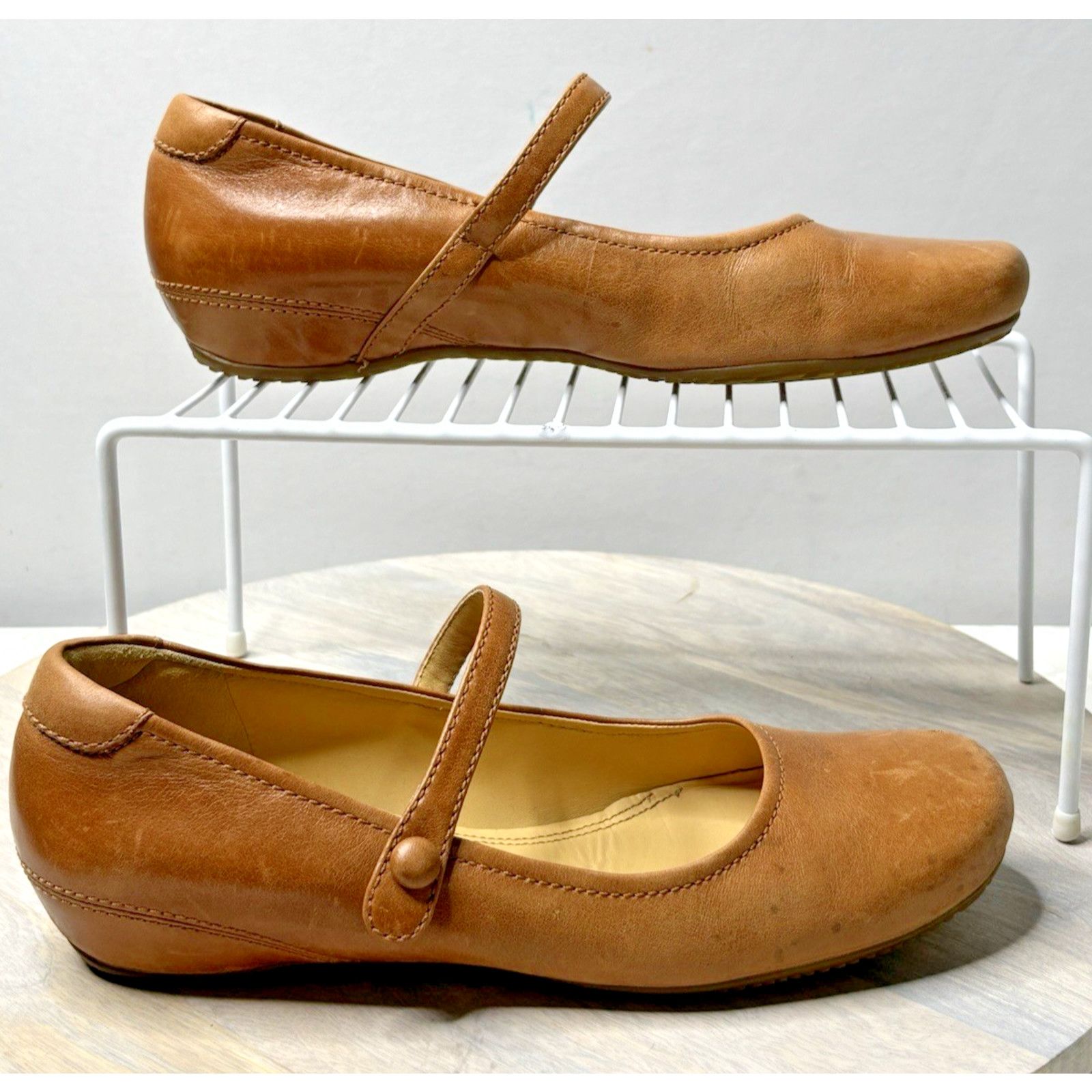 Ecco Shoes Womens 8.5 Brown Mary Janes Flats Leather