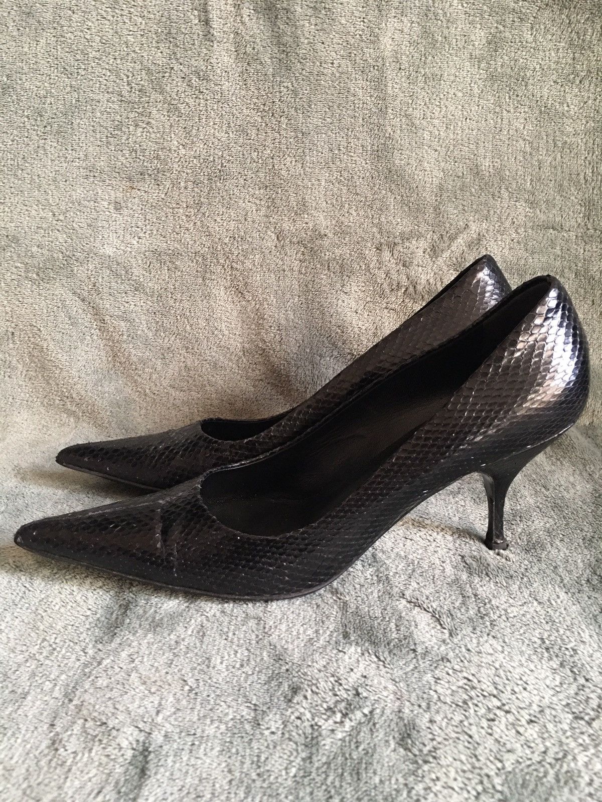 Prada PRADA Black Leather Snake Design Heels Pumps Size EU 39 Size US 9 / IT 39 - 5 Thumbnail