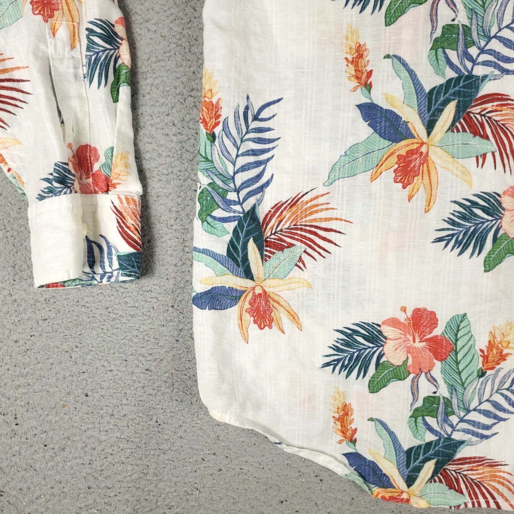 Tommy Bahama Tommy Bahama Shirt Mens XL White Floral Linen Cotton Button Up Long Sleeve Size US XL / EU 56 / 4 - 3 Thumbnail