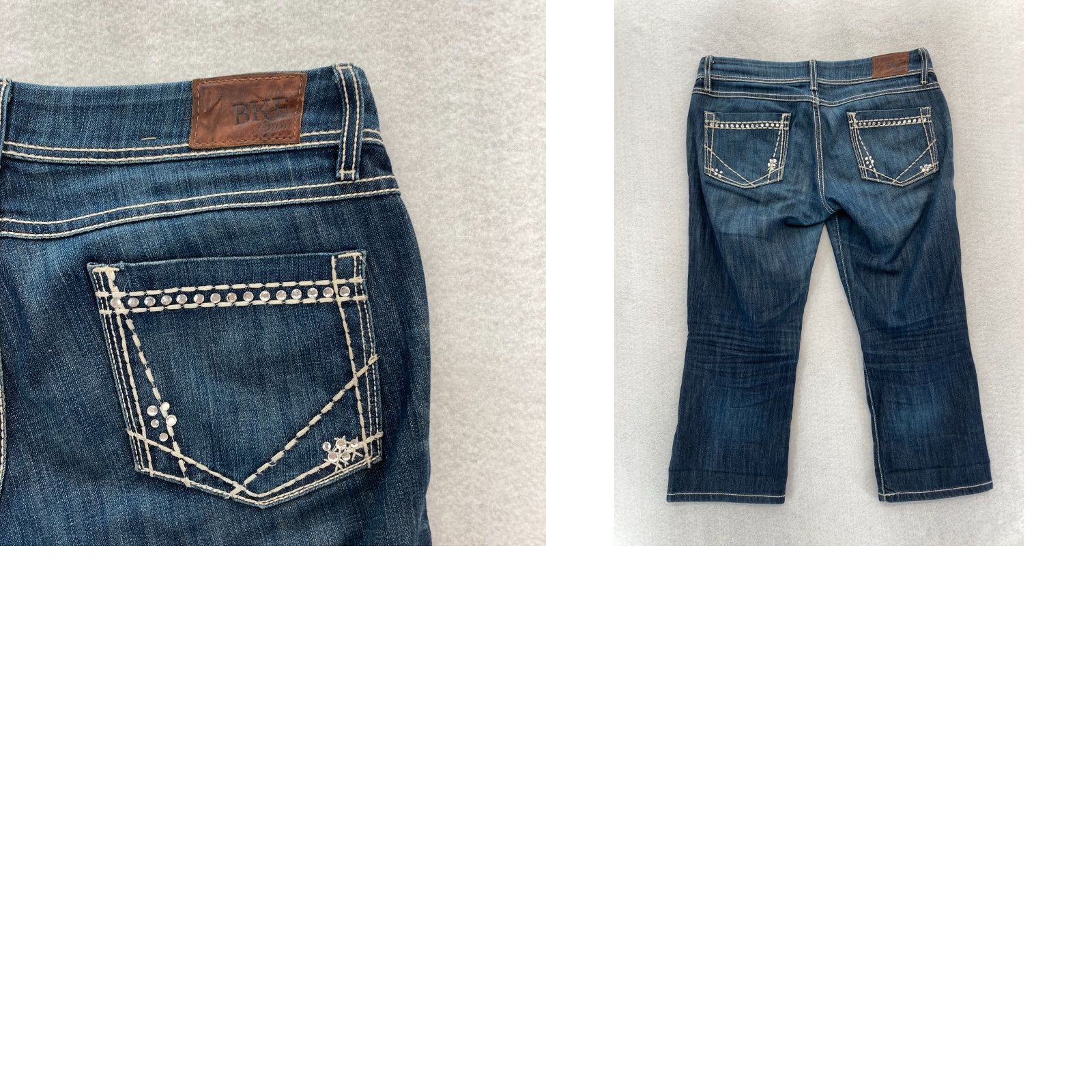 Vintage Buckle BKE Jeans Women's 29 Starlite Capri Dark Wash Blue Stretch Denim Low Rise Jeans Size 29" - 9 Thumbnail