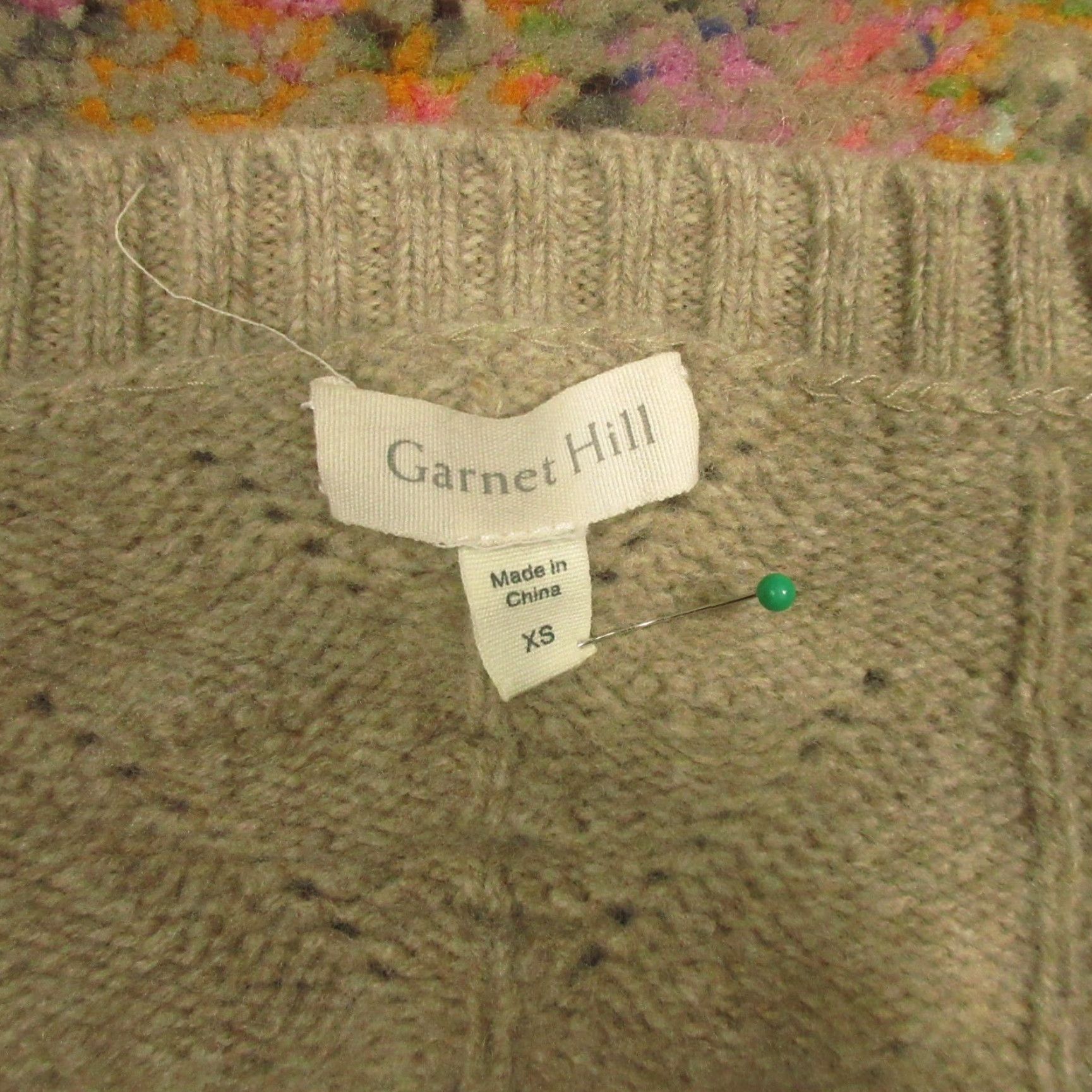 Vintage Garnet Hill Sweater Womens XS Beige Textured Pullover Crew Raglan Long Sleeve Wool Knit Casual Size XS / US 0-2 / IT 36-38 - 3 Thumbnail