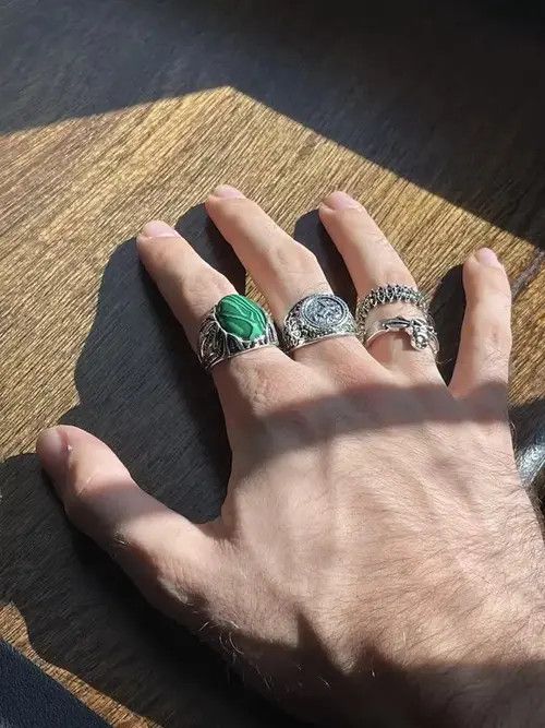 Jewelry × Vintage Punk Emerald Ring Combo Size ONE SIZE - 3 Thumbnail