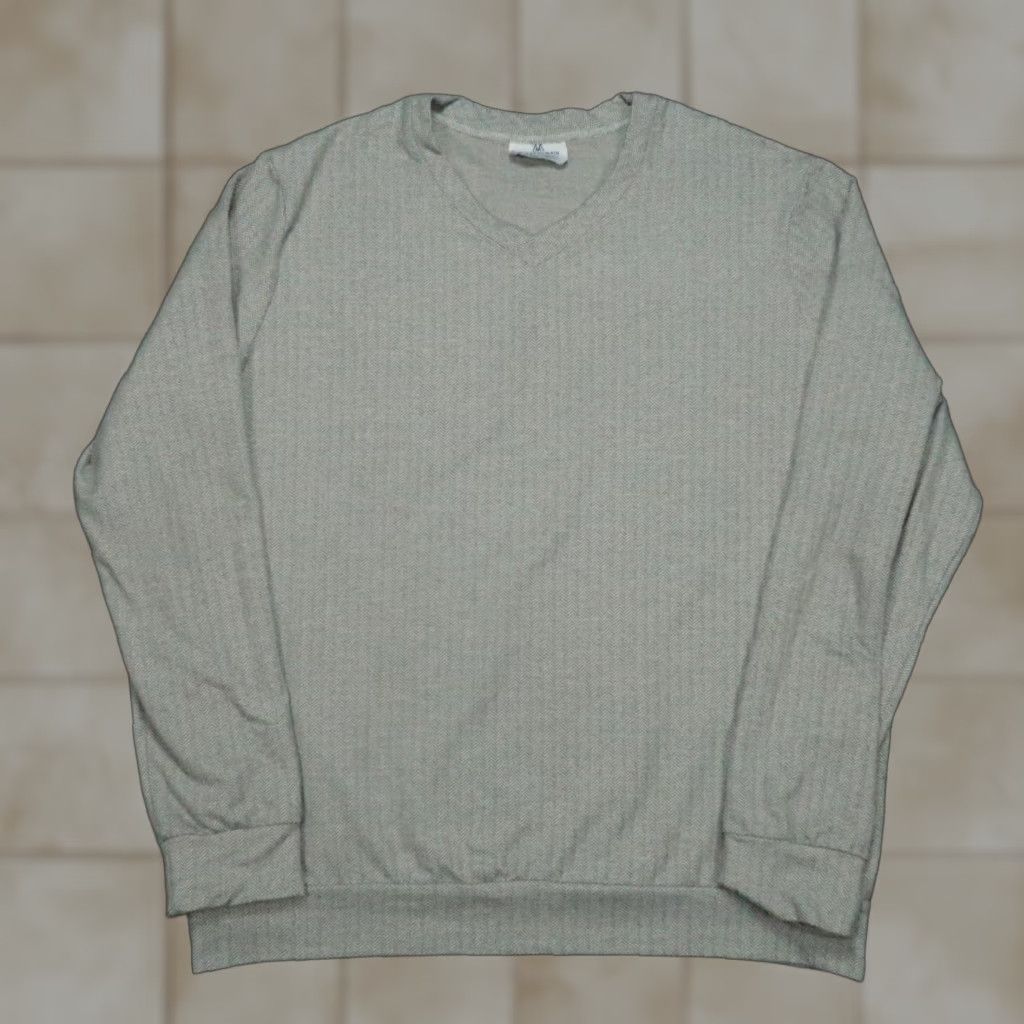 Mizzen+Main Mizzen Main Sweater Mens 2XL Gray Trim Fit Herringbone Pullover V Neck XXL Size US XXL / EU 58 / 5 - 1 Thumbnail
