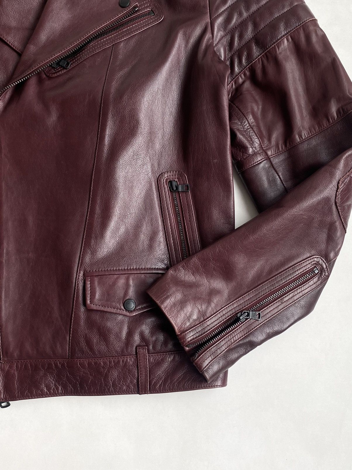 Armani Exchange Armani Exchange Leather Biker Jacket Burgundy Size US L / EU 52-54 / 3 - 6 Thumbnail