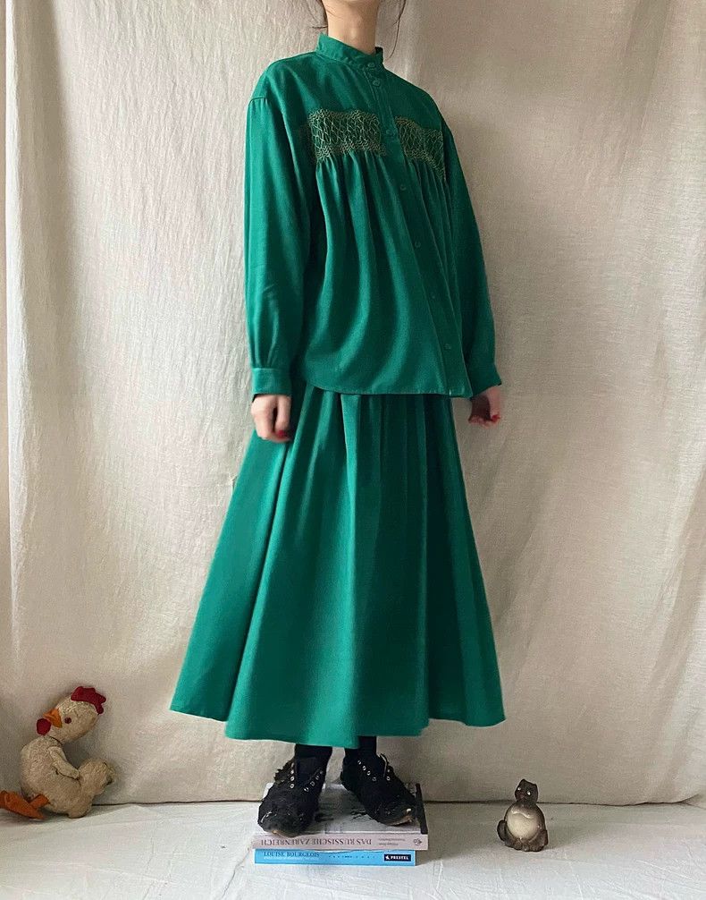 Vintage 1980s Kenzo Takada Green Wool Set - dmc Size US S / EU 44-46 / 1 - 1 Thumbnail