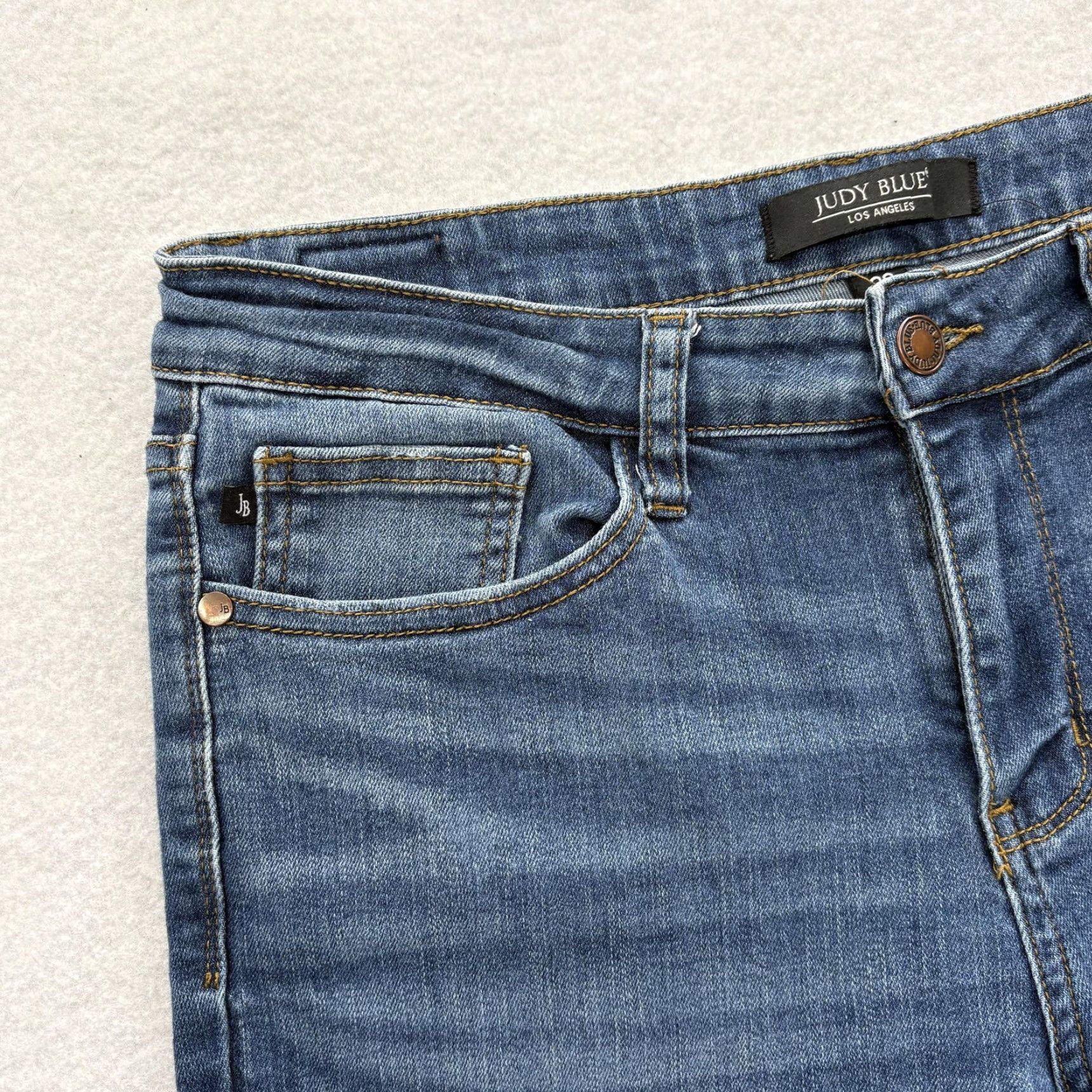 Denime Judy Blue Jeans Womens 30 Blue Medium Wash Skinny Crop Stretch Denim Distressed Size 30" / US 8 / IT 44 - 3 Thumbnail