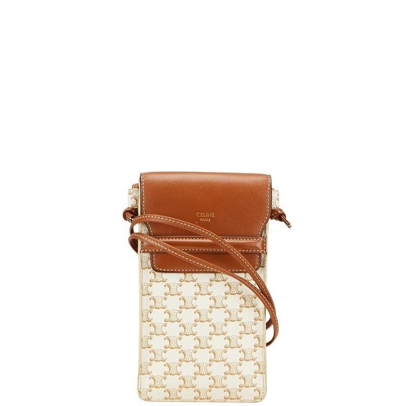 Celine Celine Triomphe Coated Canvas Shoulder Bag White Size ONE SIZE - 1 Thumbnail