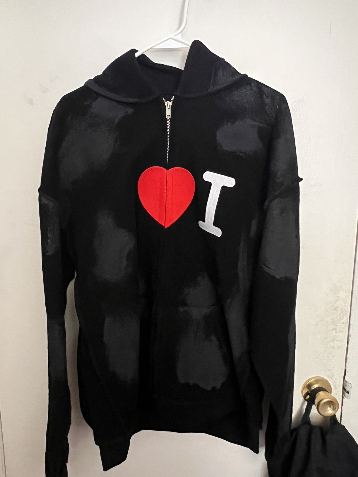 Japanese Brand FAITPARLUI BISHOP “I ❤️” Zip Up Paint Hoodie Size US XL / EU 56 / 4 - 1 Thumbnail