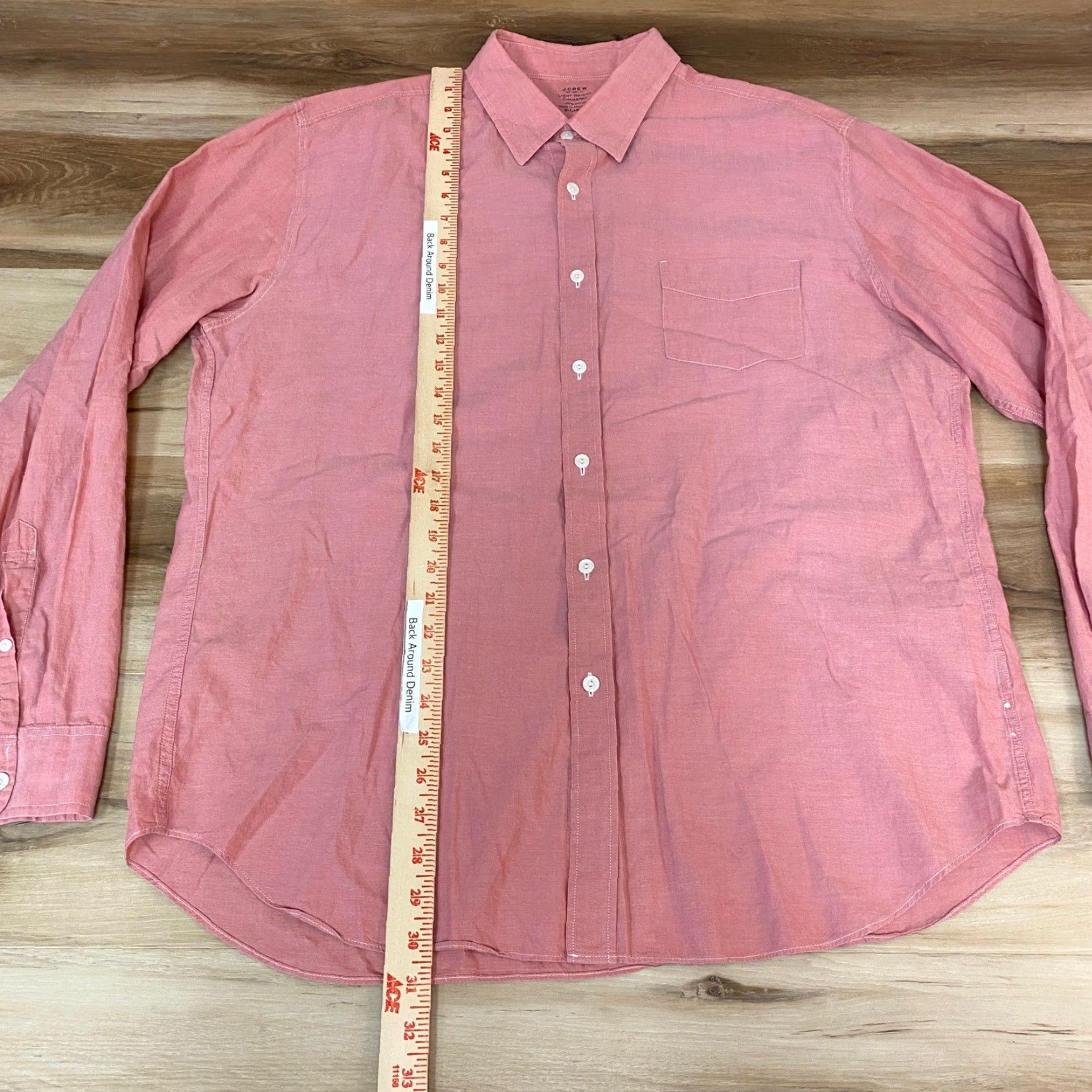 J.Crew J.Crew Chambray Shirt Mens XL Button-Up Long Sleeve Pink, Lightweight, Classic Fit, Button-Down, Cotton, Casual, Preppy Shirt Size US XL / EU 56 / 4 - 5 Thumbnail