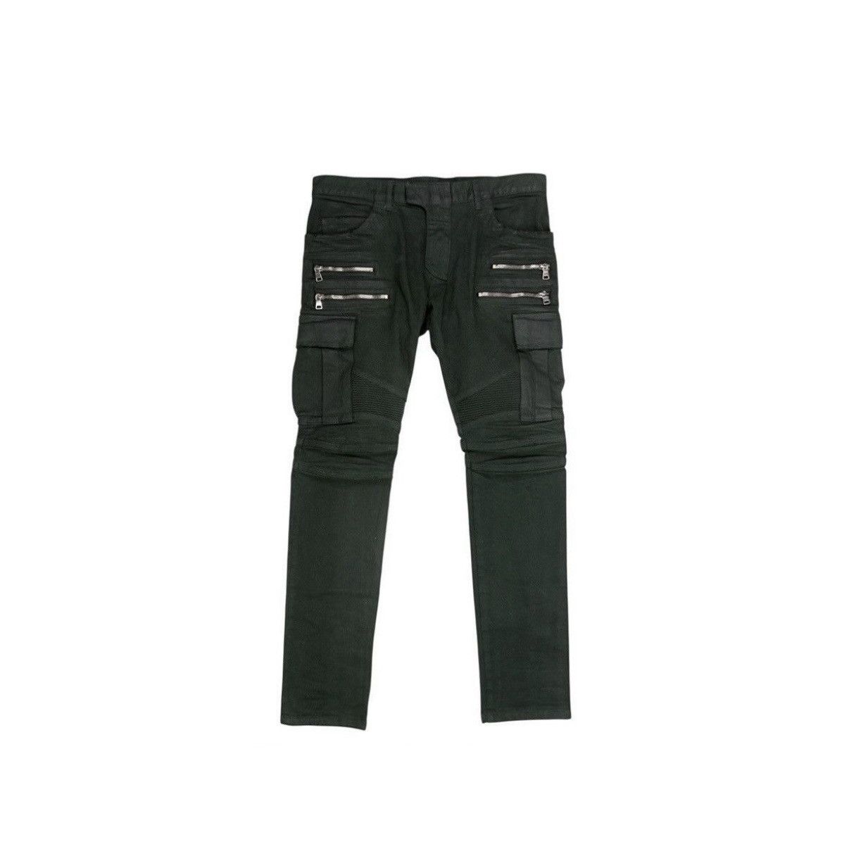 Balmain Balmain T551 B702 stretch bellow biker denim shorts green
