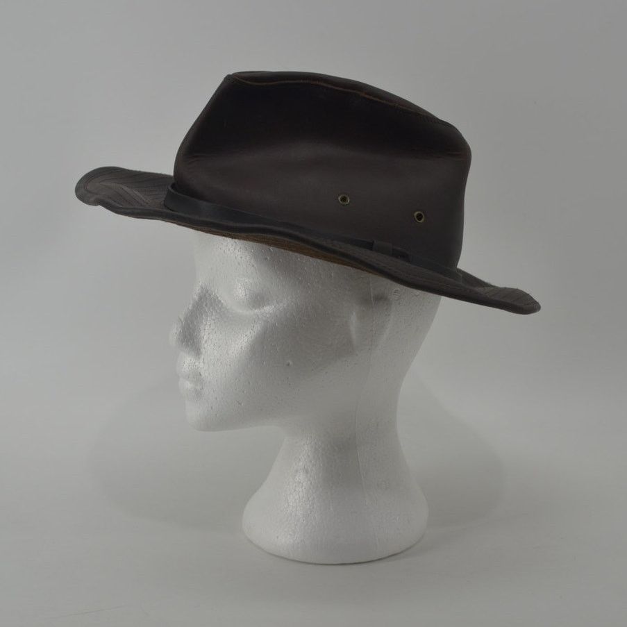 Vintage Henschel Hat Co. USA Dark Brown Oiled Leather Size M Cowboy Size ONE SIZE - 15 Thumbnail