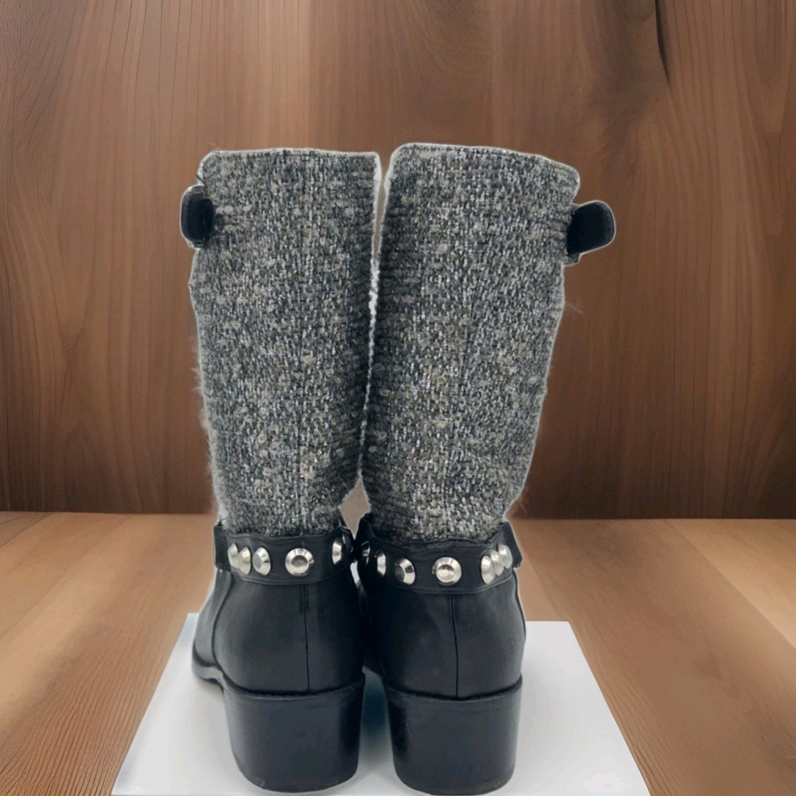 Stuart Weitzman Stuart Weitzman Studded Leather Ankle Moto Boots Black Size US 10 / IT 40 - 4 Thumbnail
