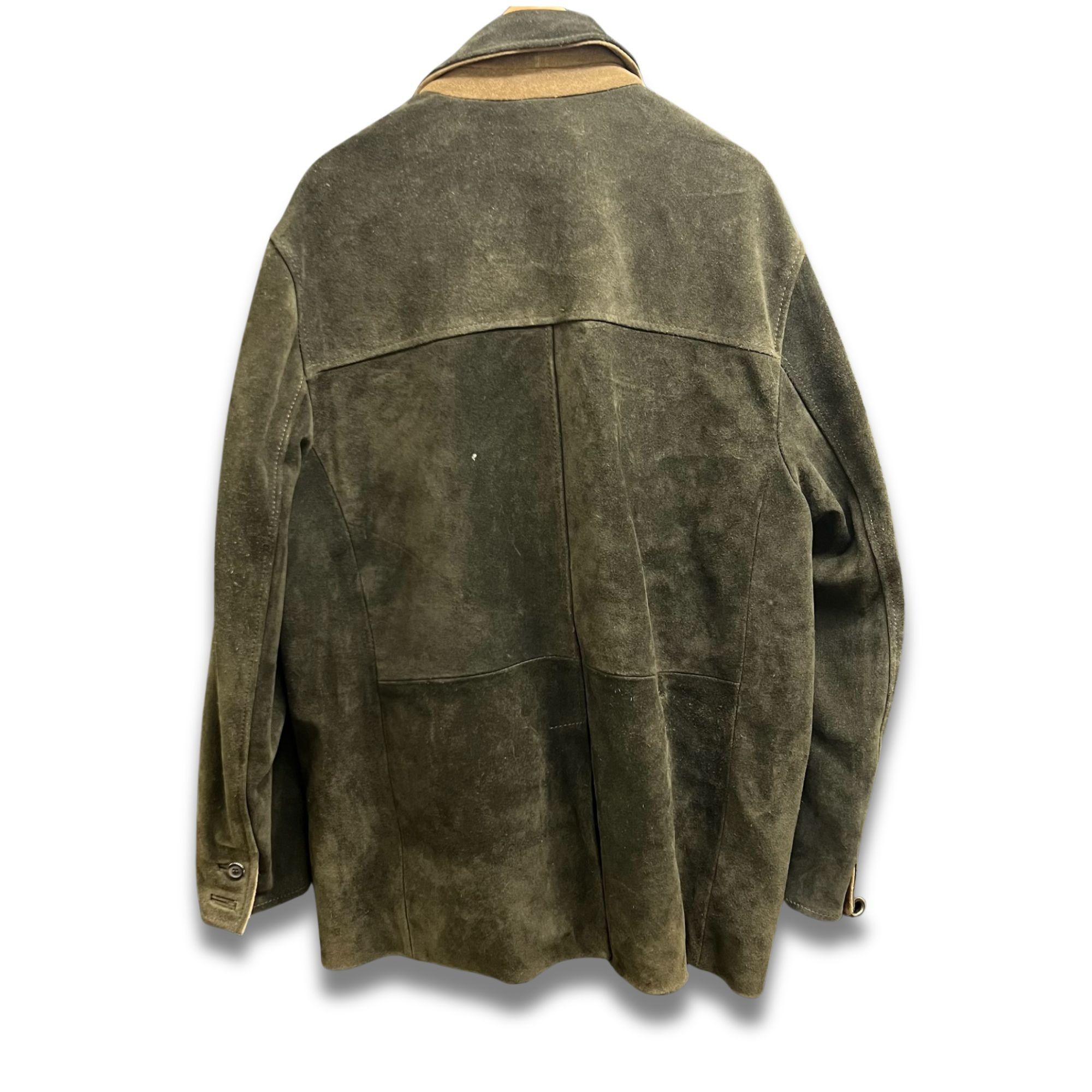 Joseph Abboud JOSEPH ABBOUD Olive Green Suede Leather Car Coat XL Made In Size US XL / EU 56 / 4 - 3 Thumbnail