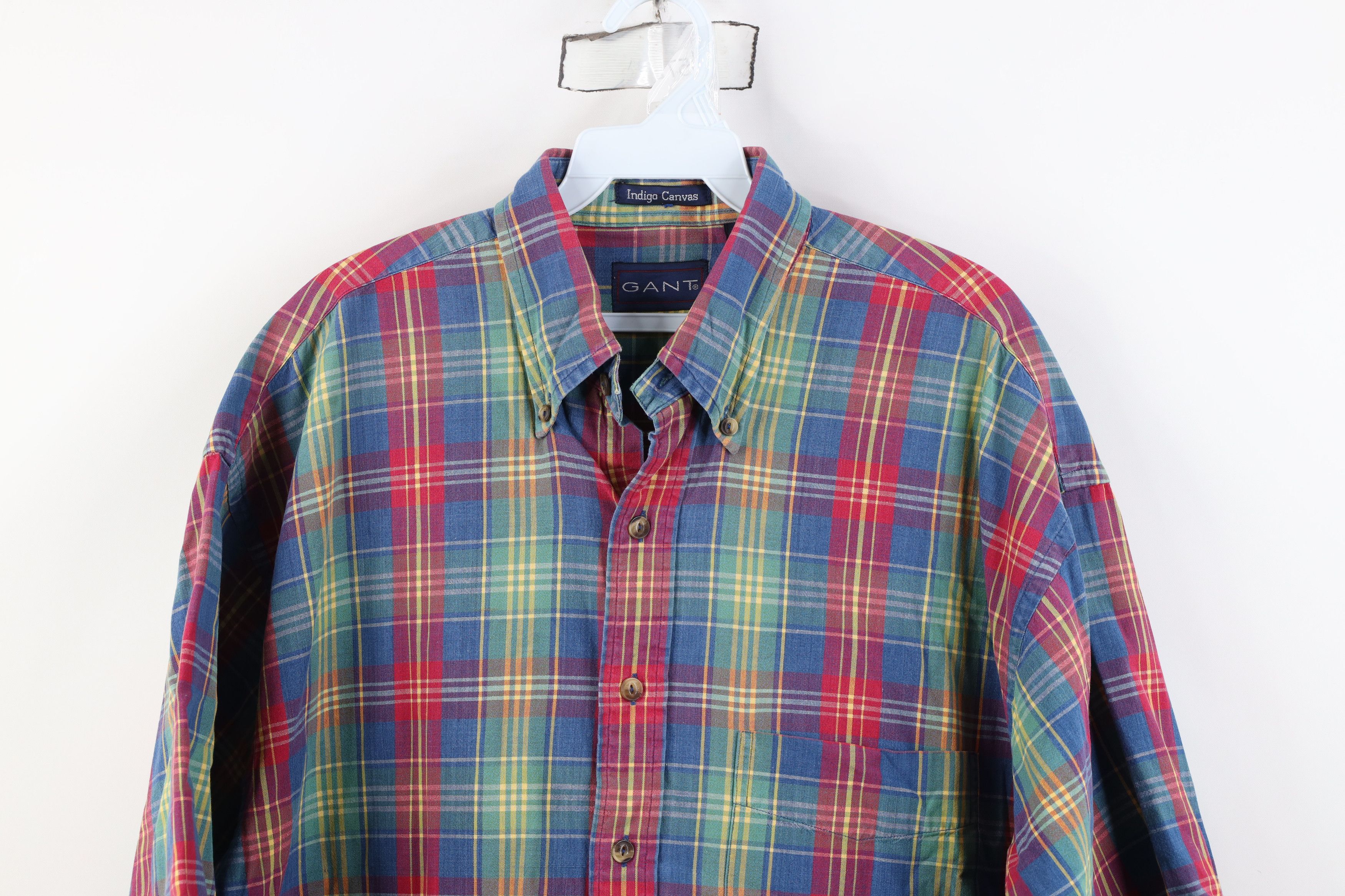Vintage Vintage 90s Streetwear Canvas Madras Plaid Button Down Shirt Size US L / EU 52-54 / 3 - 2 Thumbnail