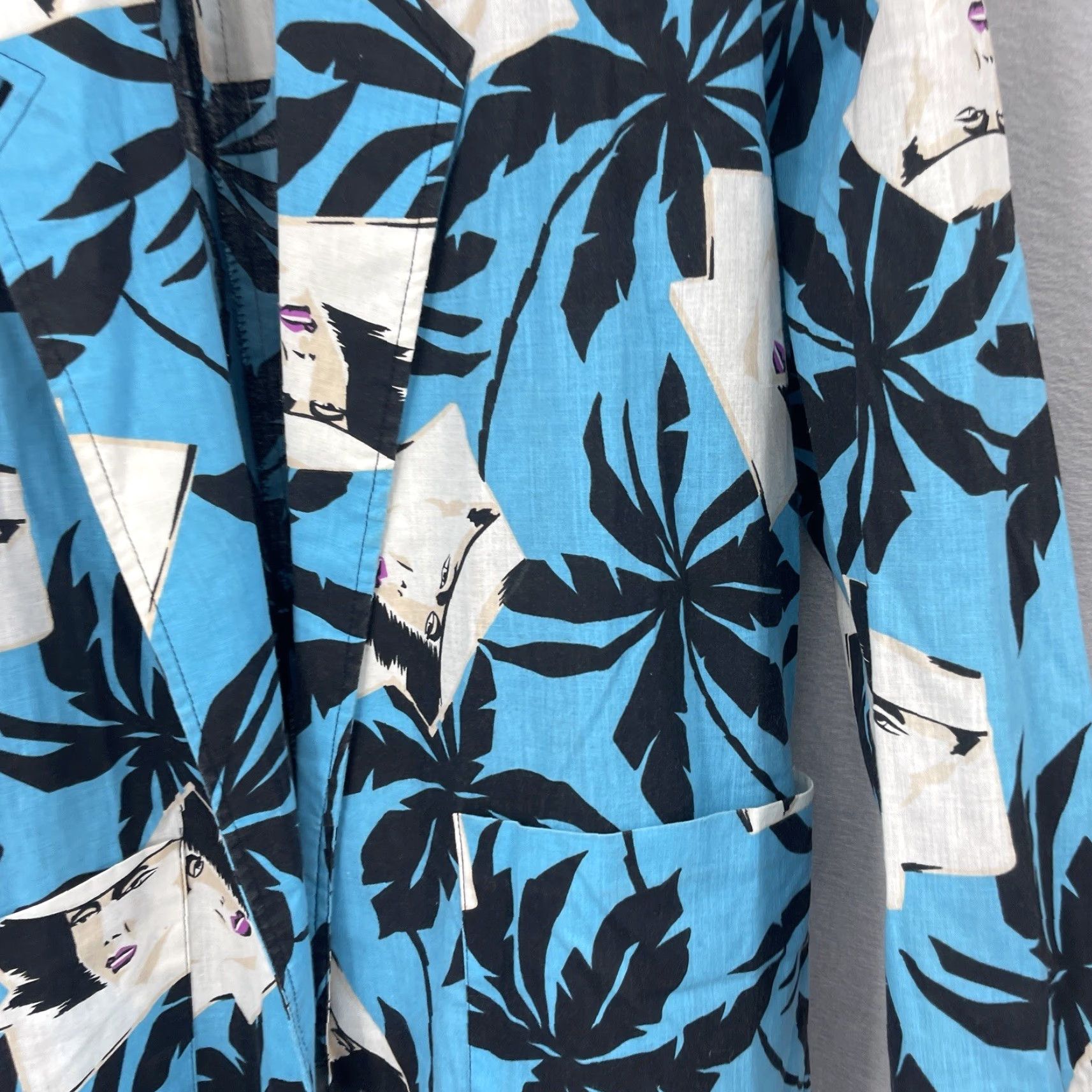 Vintage VINTAGE 90s Kimono Blouse Women Medium Blue Geometric Logo 80s Casual Women's Top Size M / US 6-8 / IT 42-44 - 7 Thumbnail