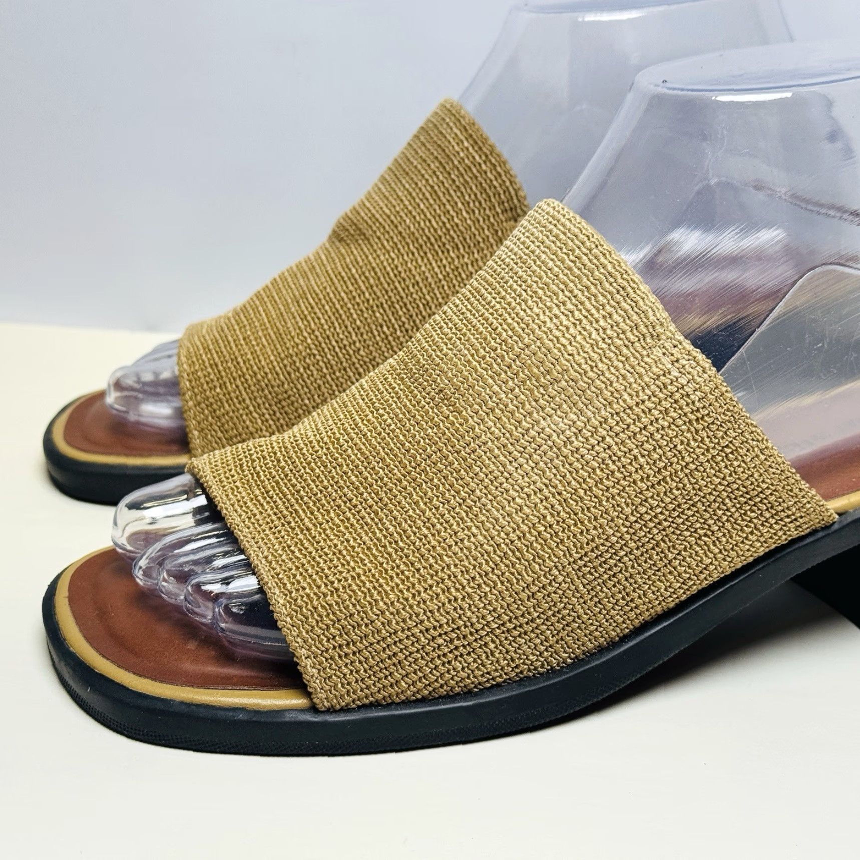 Naturalizer Naturalizer Slip On Block Heel Sandals Womens Size 7.5 Taupe Fabric Upper Size US 8 / IT 38 - 3 Thumbnail