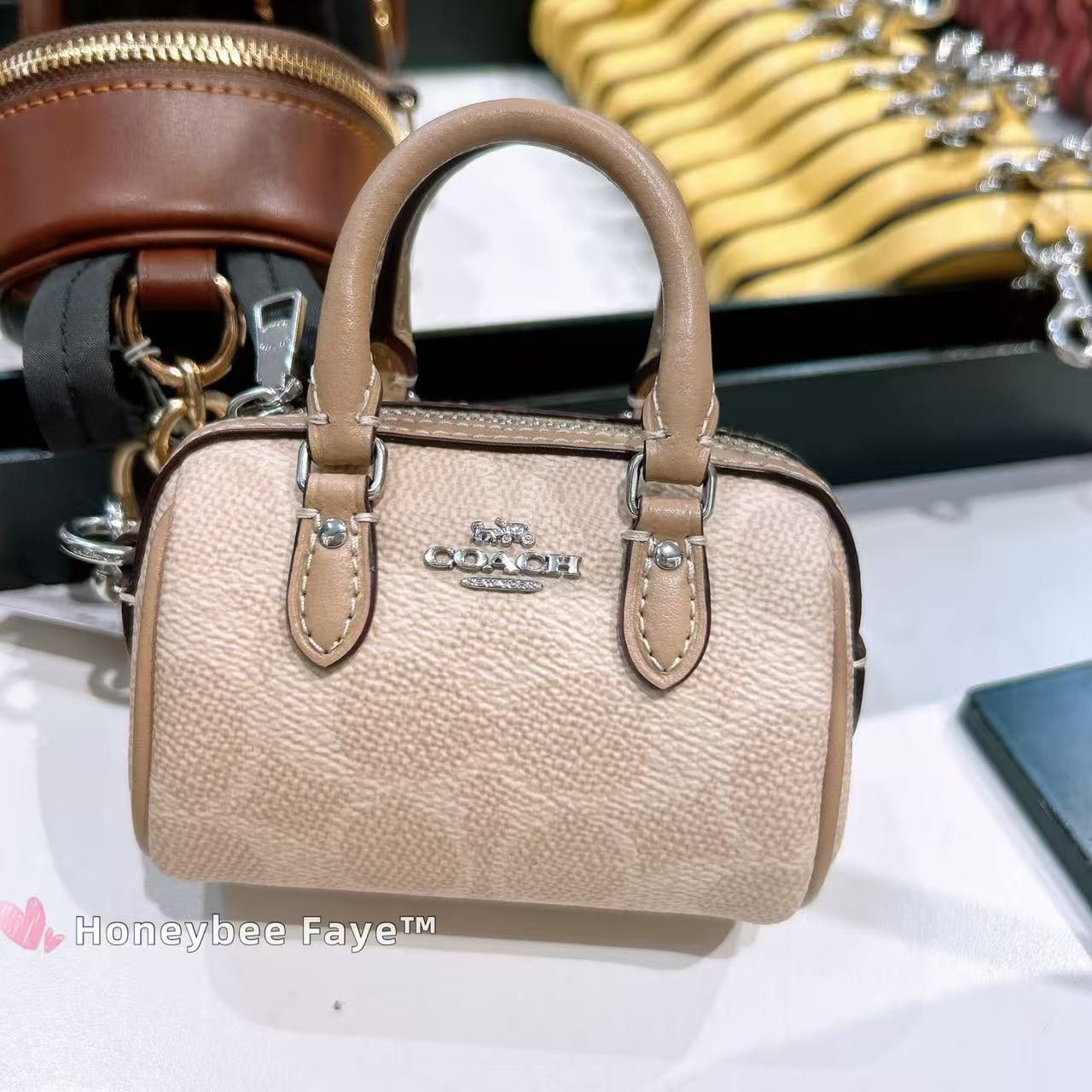 Coach Mini Rowan Bag Charm In Signature Canvas CX068 Size ONE SIZE - 1 Thumbnail