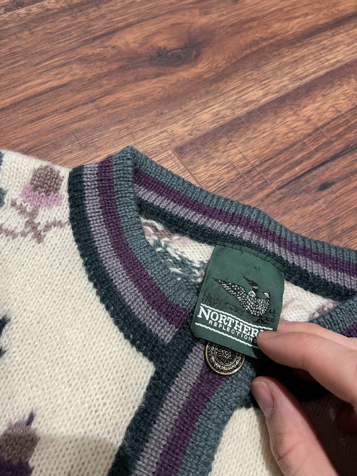 Northern Reflections Vintage Northern Reflections Cardigan Knit Nature Design Size L / US 10 / IT 46 - 5 Thumbnail