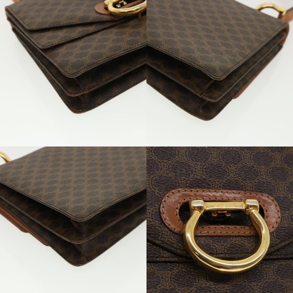 Celine CELINE Macadam Canvas Hand Bag Pvc Leather Brown Size ONE SIZE - 10 Thumbnail