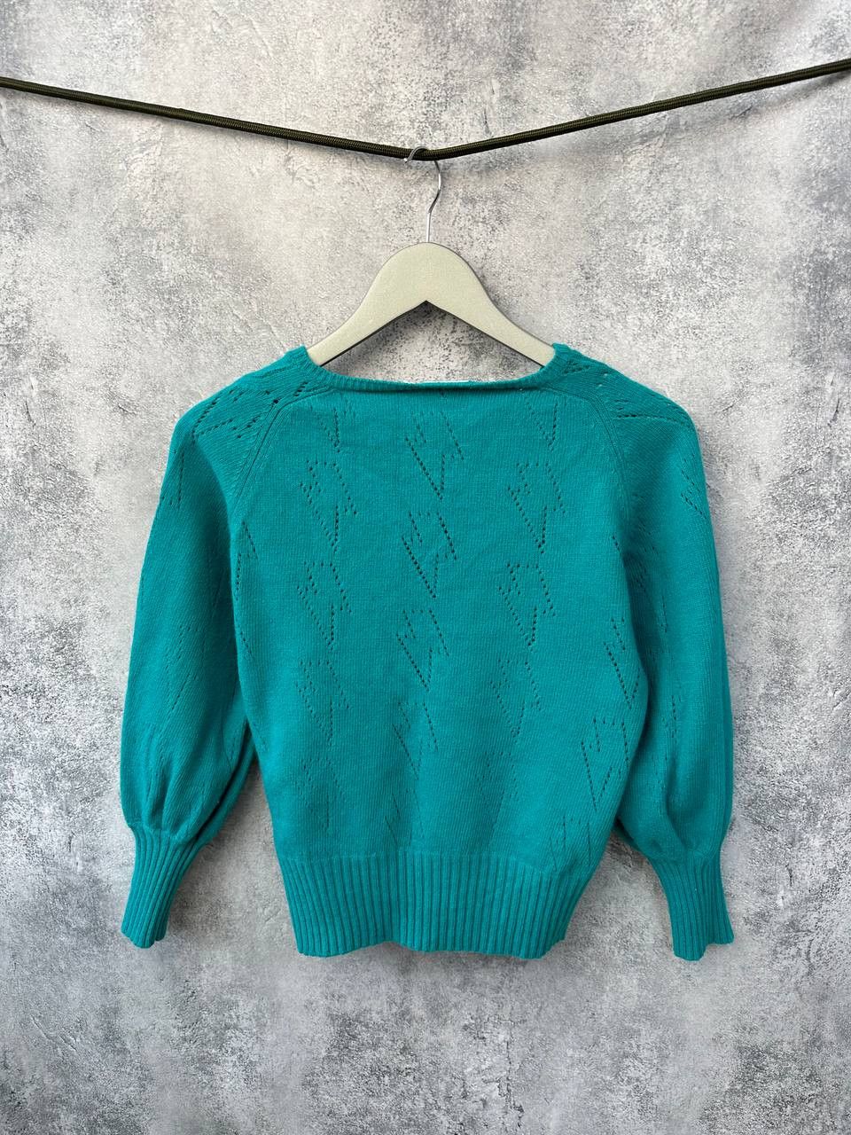 Other Scamp & Dude Teal Pointelle Knitted Jumper Sweater Size S / US 4 / IT 40 - 3 Thumbnail