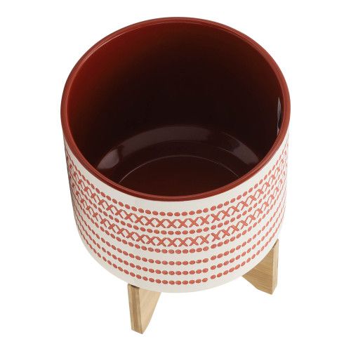 Designer × Homemade 10" AZTEC PLANTER W/ WOOD STAND, ORANGE Size US L / EU 52-54 / 3 - 5 Thumbnail