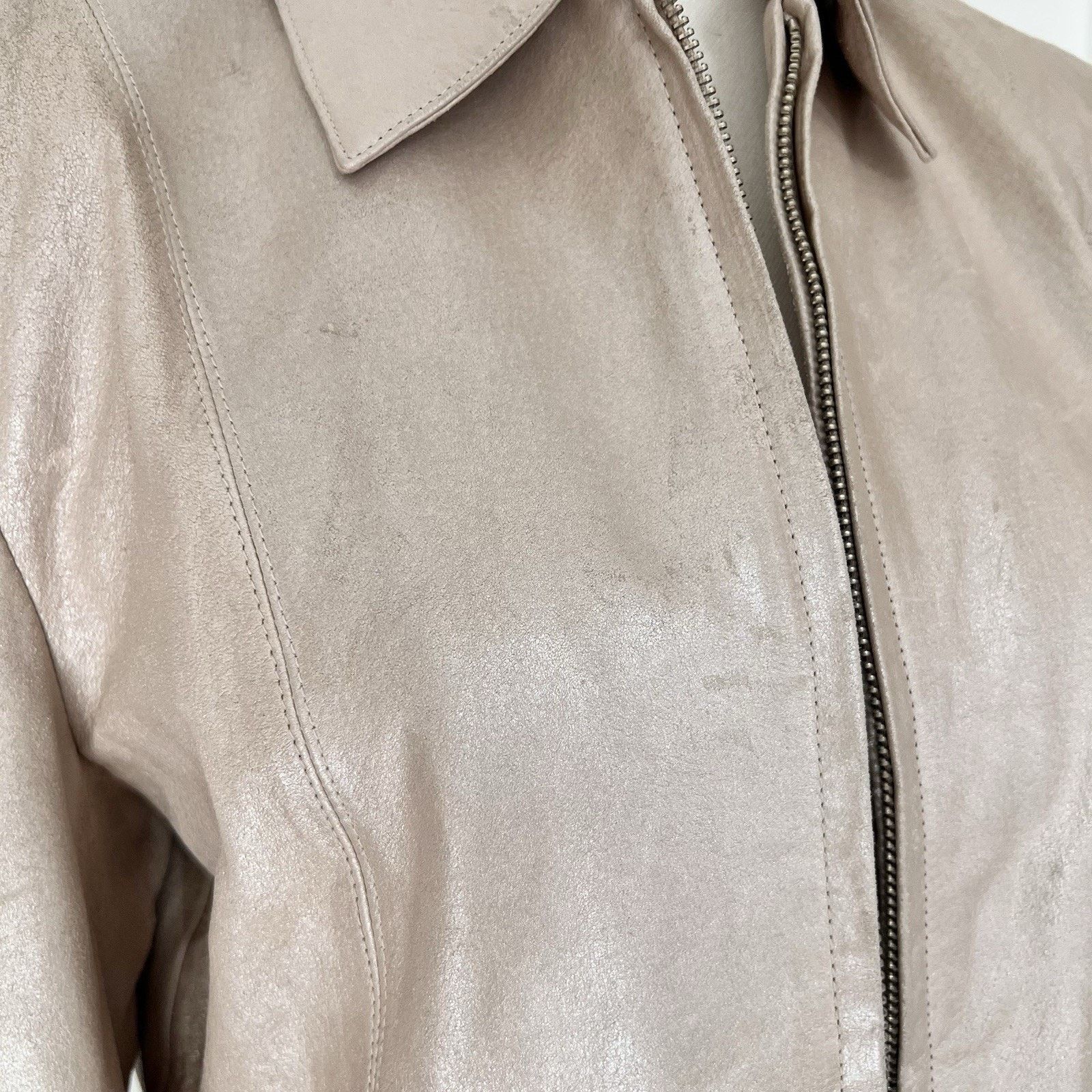 Adler Adler Collection Women (M) Beige Leather Jacket 90s Y2K Size M / US 6-8 / IT 42-44 - 4 Thumbnail