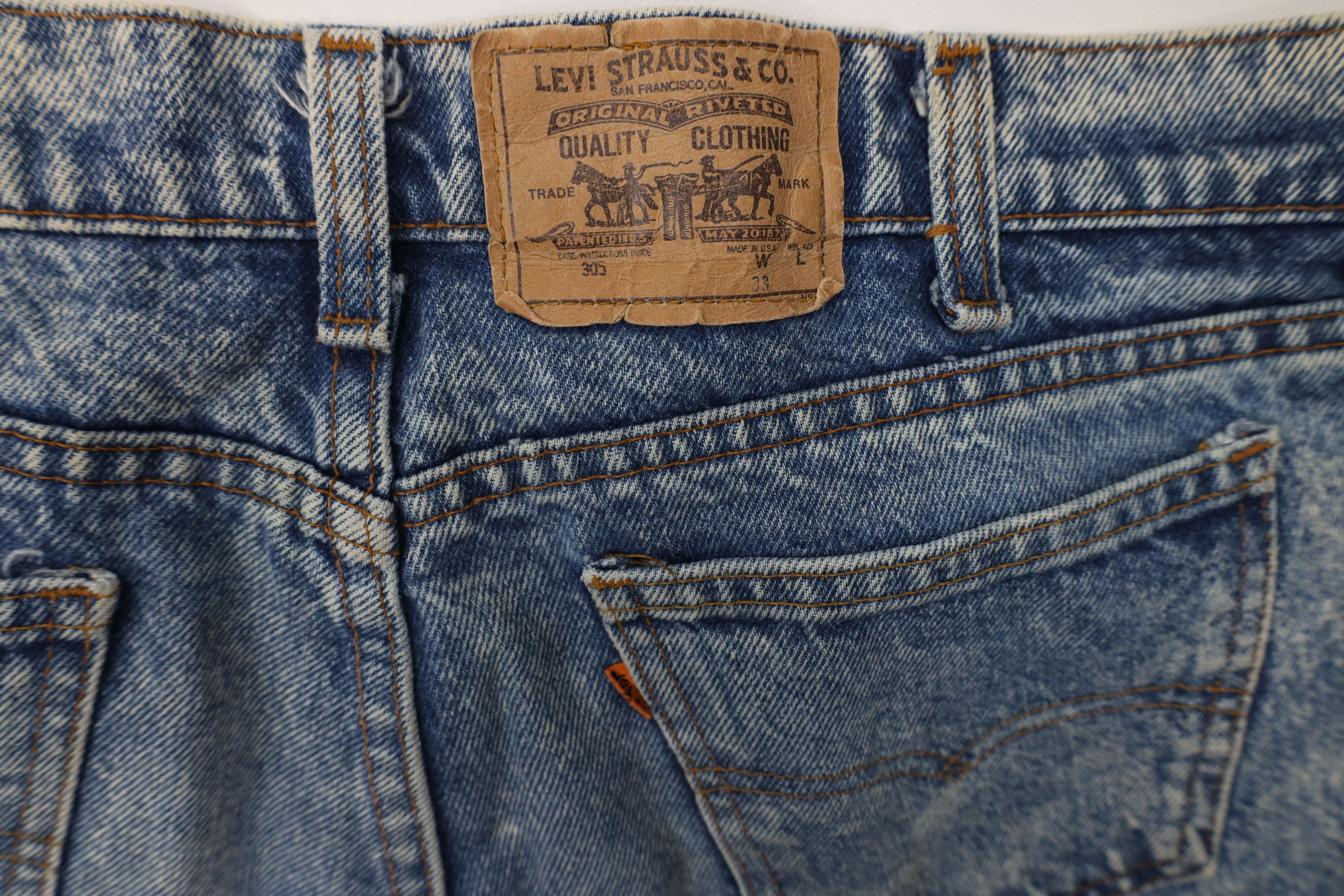 Levi's Vintage 80s Levis 305 Orange Tab Wash Straight Leg Jeans USA Size US 33 - 14 Thumbnail