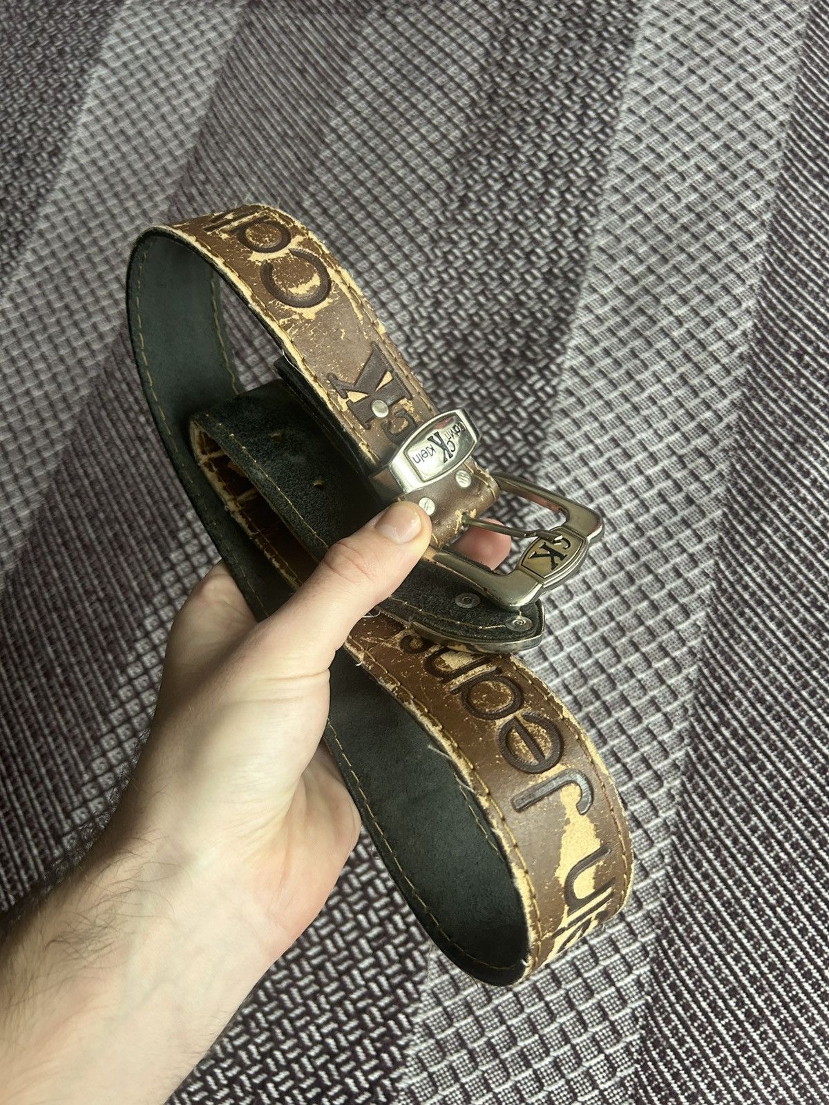 Calvin Klein Vintage Calvin Klein Distressed Belt Brown Faded Y2K Style Size ONE SIZE - 7 Thumbnail