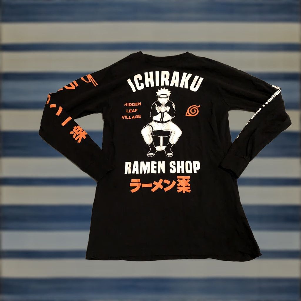 Vintage NARUTO SHIPPUDEN ICHIRAKU RAMEN SHOP LONG SLEEVE TEE SHIRT Medium Mens Black Crew Neck Cotton Anime Graphic Print Shirt Size US M / EU 48-50 / 2 - 1 Thumbnail
