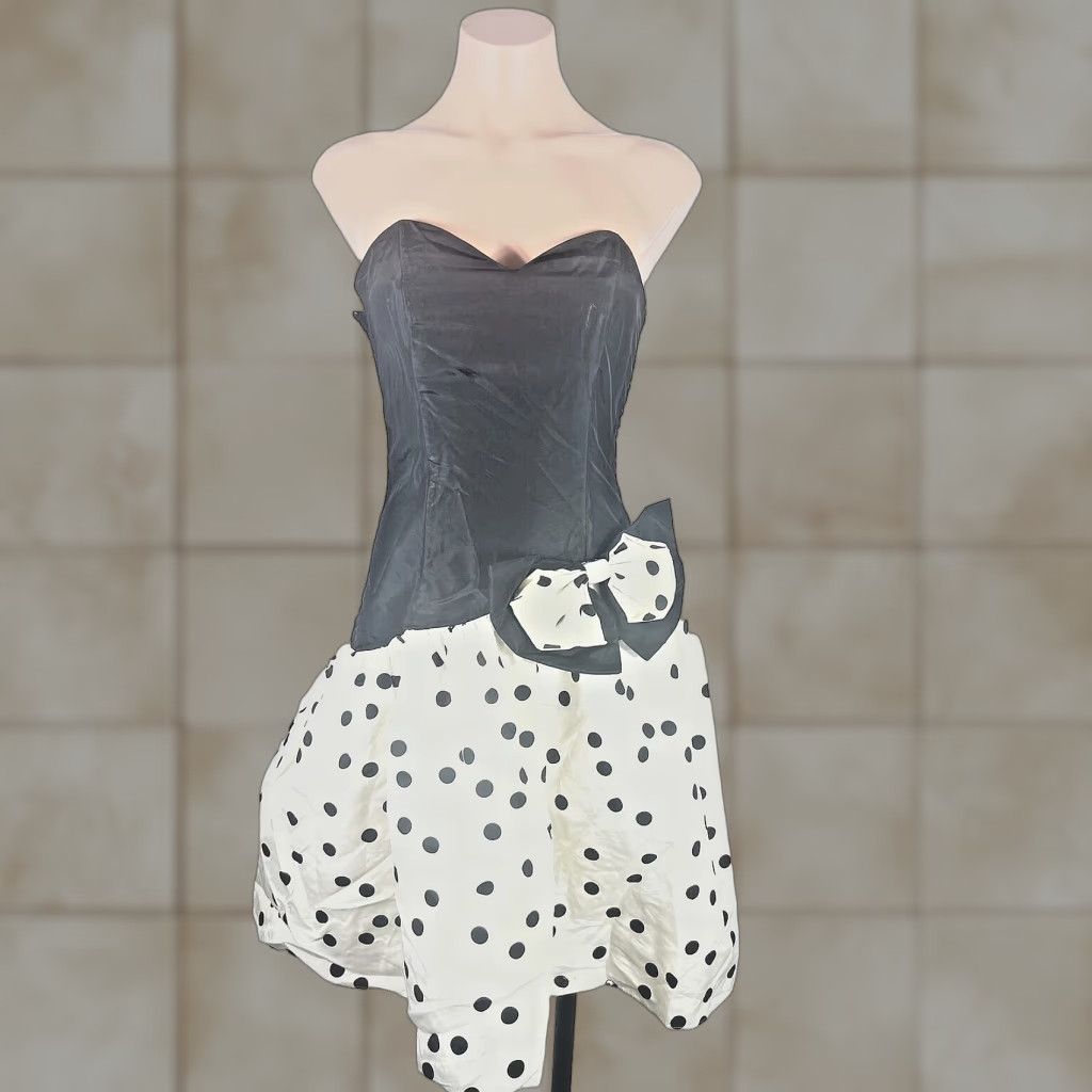 VINTAGE Gunne Sax Jessica McClintock Bubble Dress Polka Dot Black and White  5/6 1980s Eveningwear Womens - ilac.rochib.com