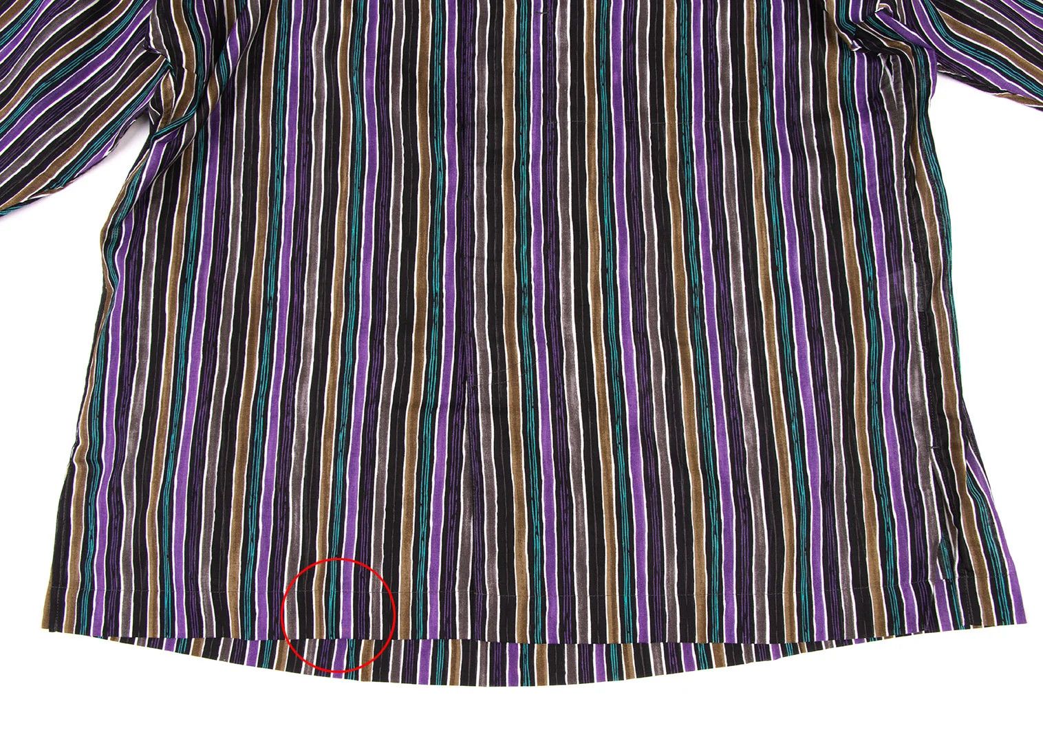 Issey Miyake Cotton Stripe Band Collar Shirt in Black Purple Green Size US M / EU 48-50 / 2 - 9 Thumbnail