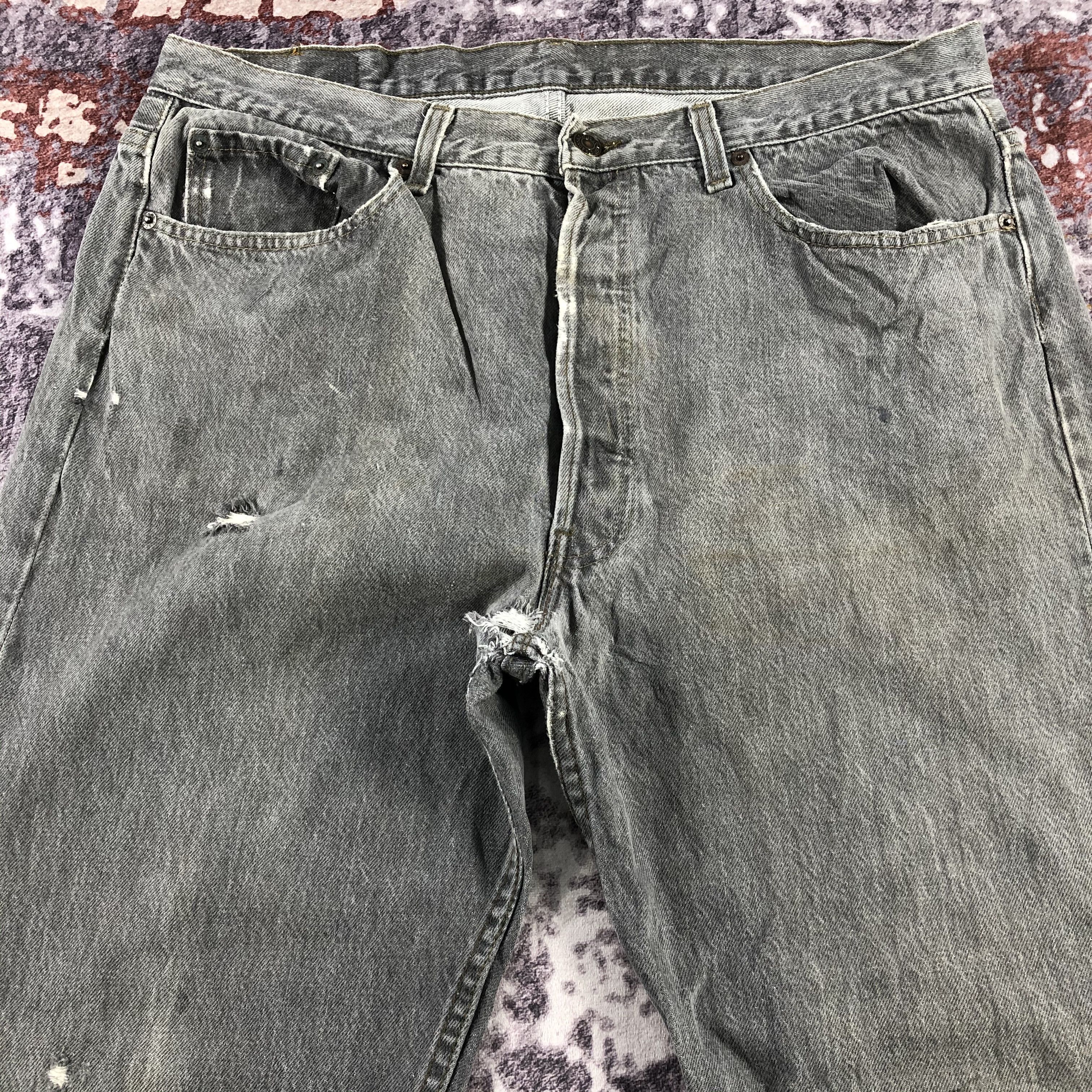 Levi's Vintage Faded Black Levis 501 Jeans-JM2908 Size US 36 / EU 52 - 3 Thumbnail
