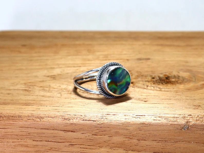 Handmade Abalone Shell Ring: Handmade Sterling Silver Ocean Jewelry Size ONE SIZE - 3 Thumbnail