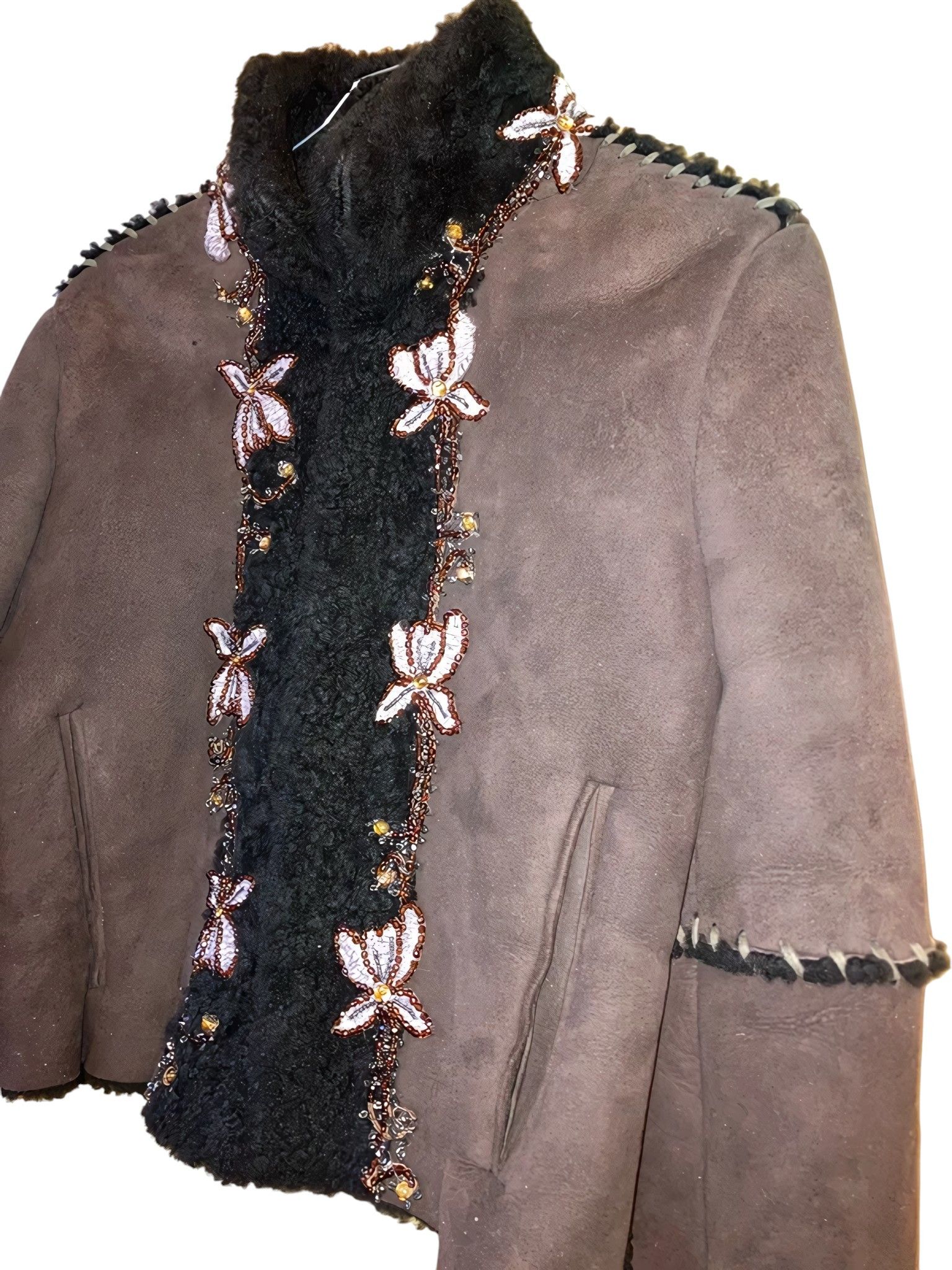 Blumarine RAW STITCHED SHEARLING LEATHER JACKET Size M / US 6-8 / IT 42-44 - 3 Thumbnail