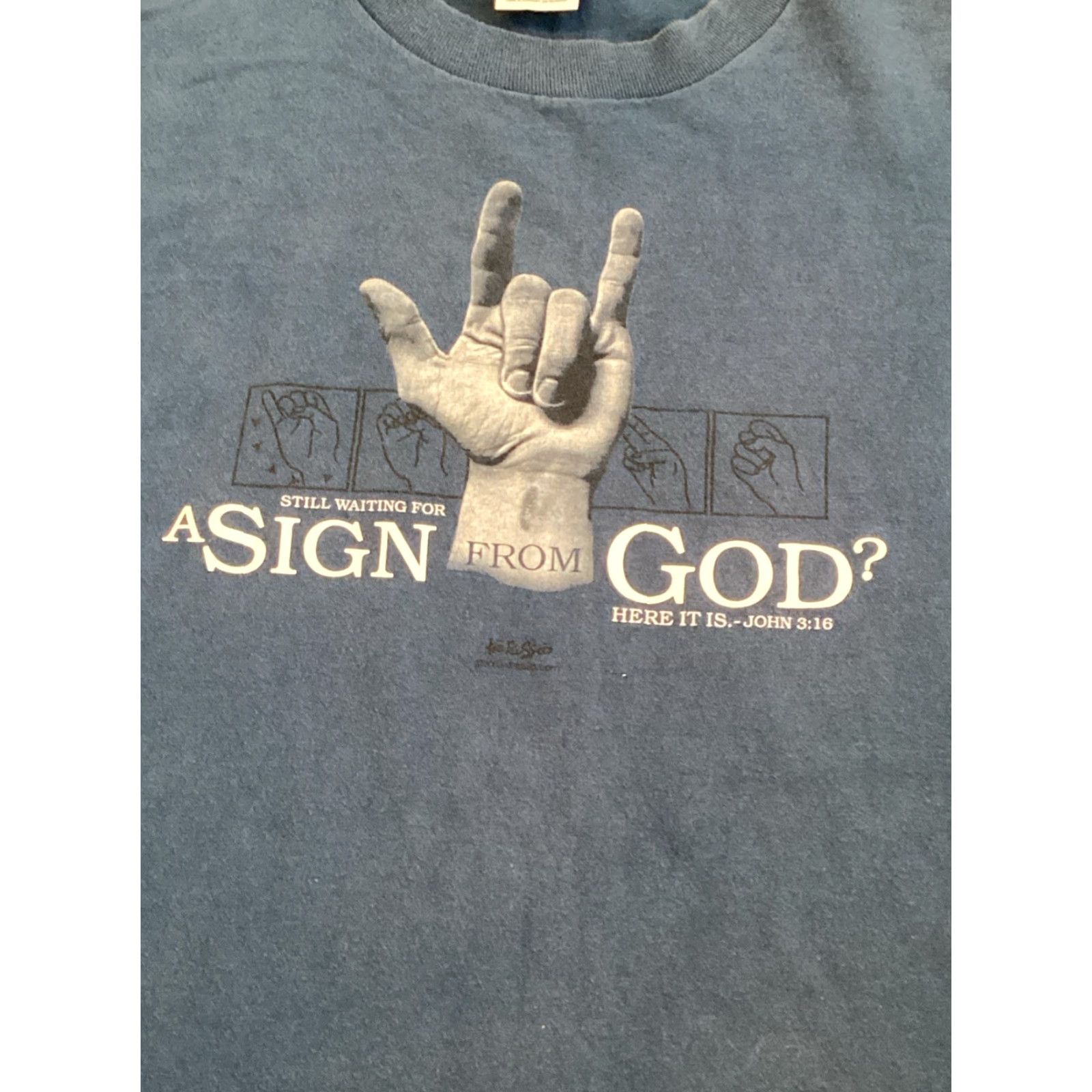 Delta VINTAGE John 3:16 Shirt Delta Pro Weight T-Shirt XL Blue Graphic Print Bible Love Christian Mens Size US XL / EU 56 / 4 - 2 Thumbnail