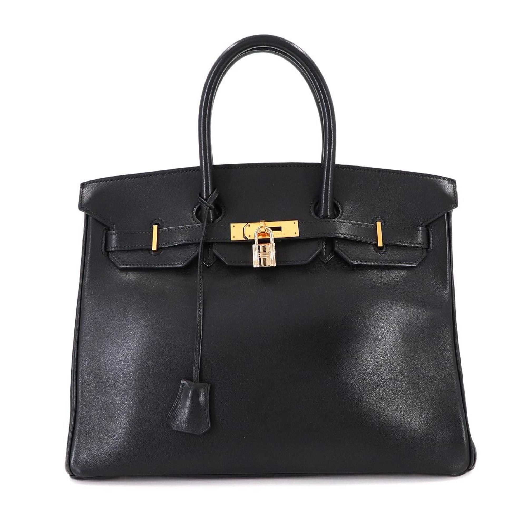 Hermes Hermès Birkin 35 Evercalf Black Handbag with 〇X Stamp Made in 1994 Gold Hardware