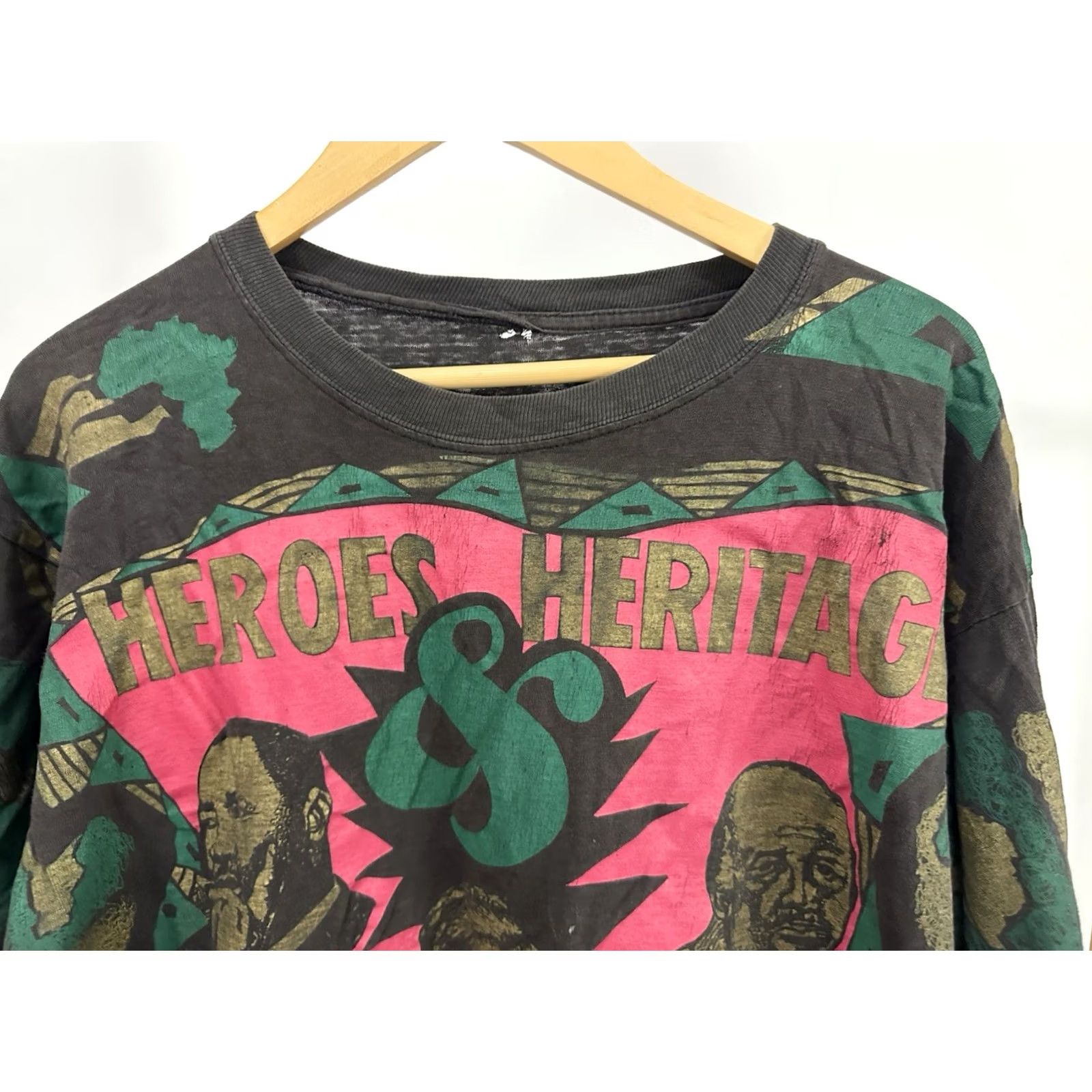 Vintage VTG 90s Black History Heroes Heritage MLK Rosa Parks DeBois AOP Faded T-Shirt XL Black Mens Size US XL / EU 56 / 4 - 3 Thumbnail