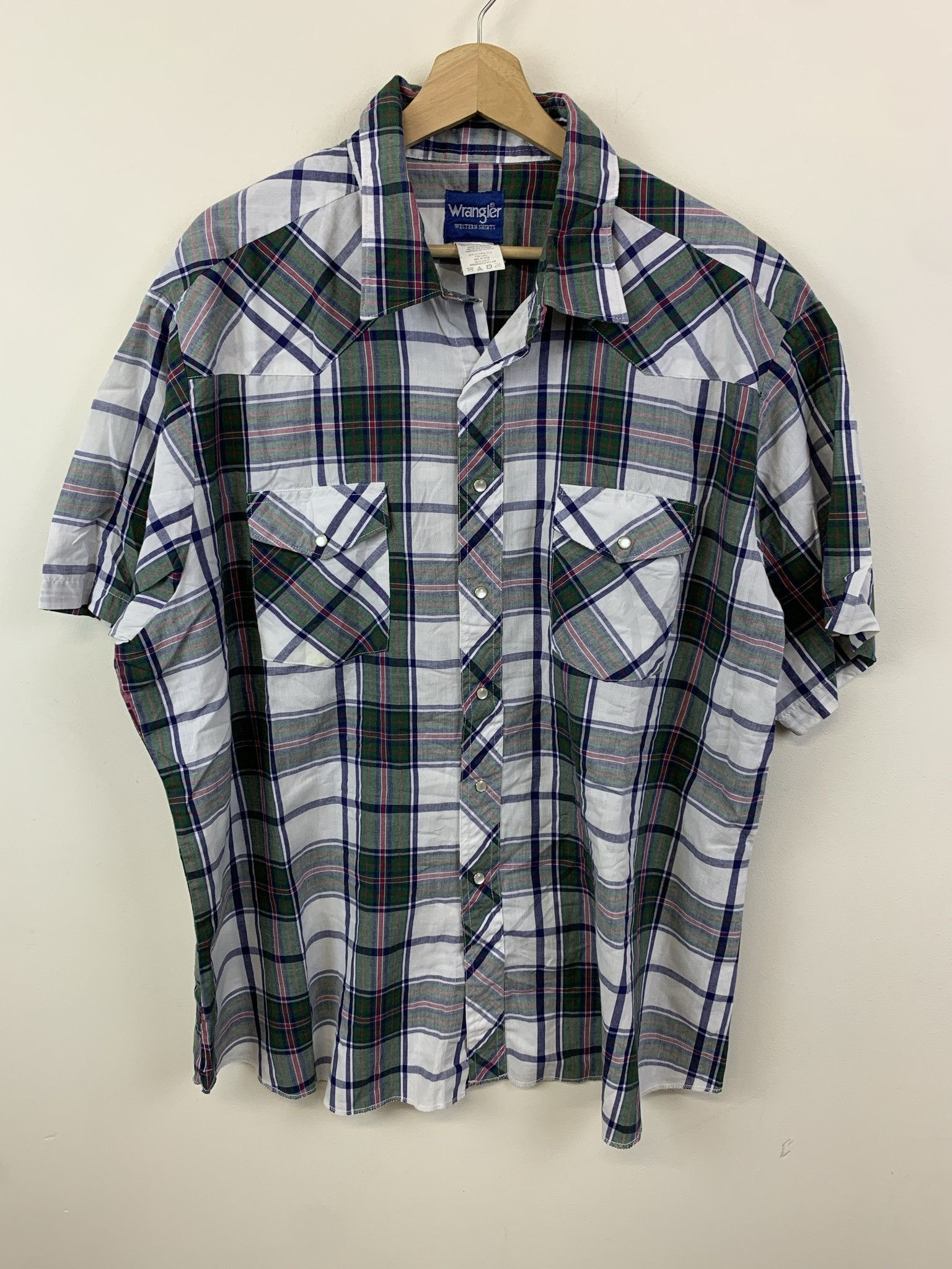 Flannel × Vintage Vintage 1990s Green Check Western Wrangler Shirt Size XXL Size US XXL / EU 58 / 5 - 1 Thumbnail