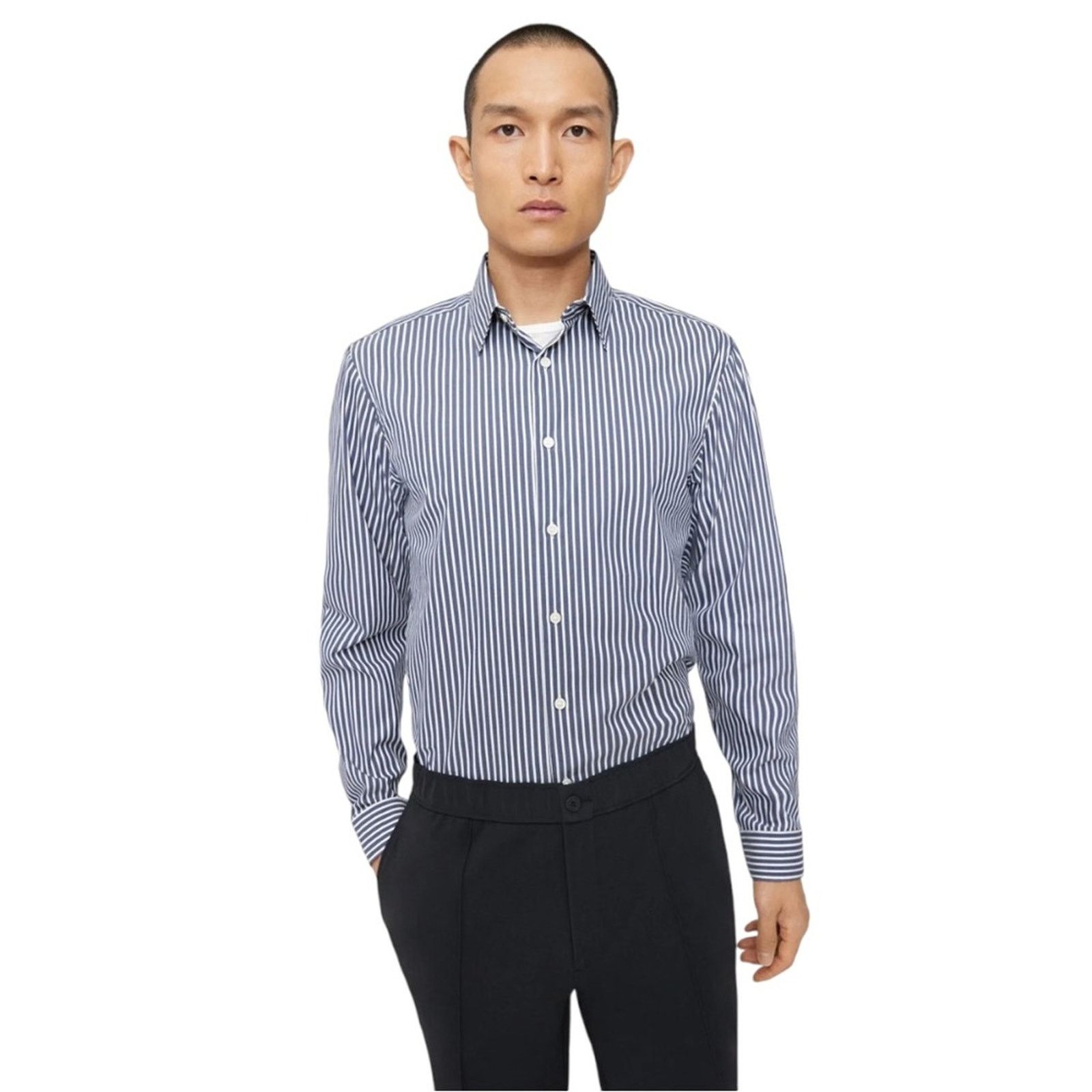 Theory Theory Irving button down navy white poplin shirt Medium Size US M / EU 48-50 / 2 - 1 Thumbnail
