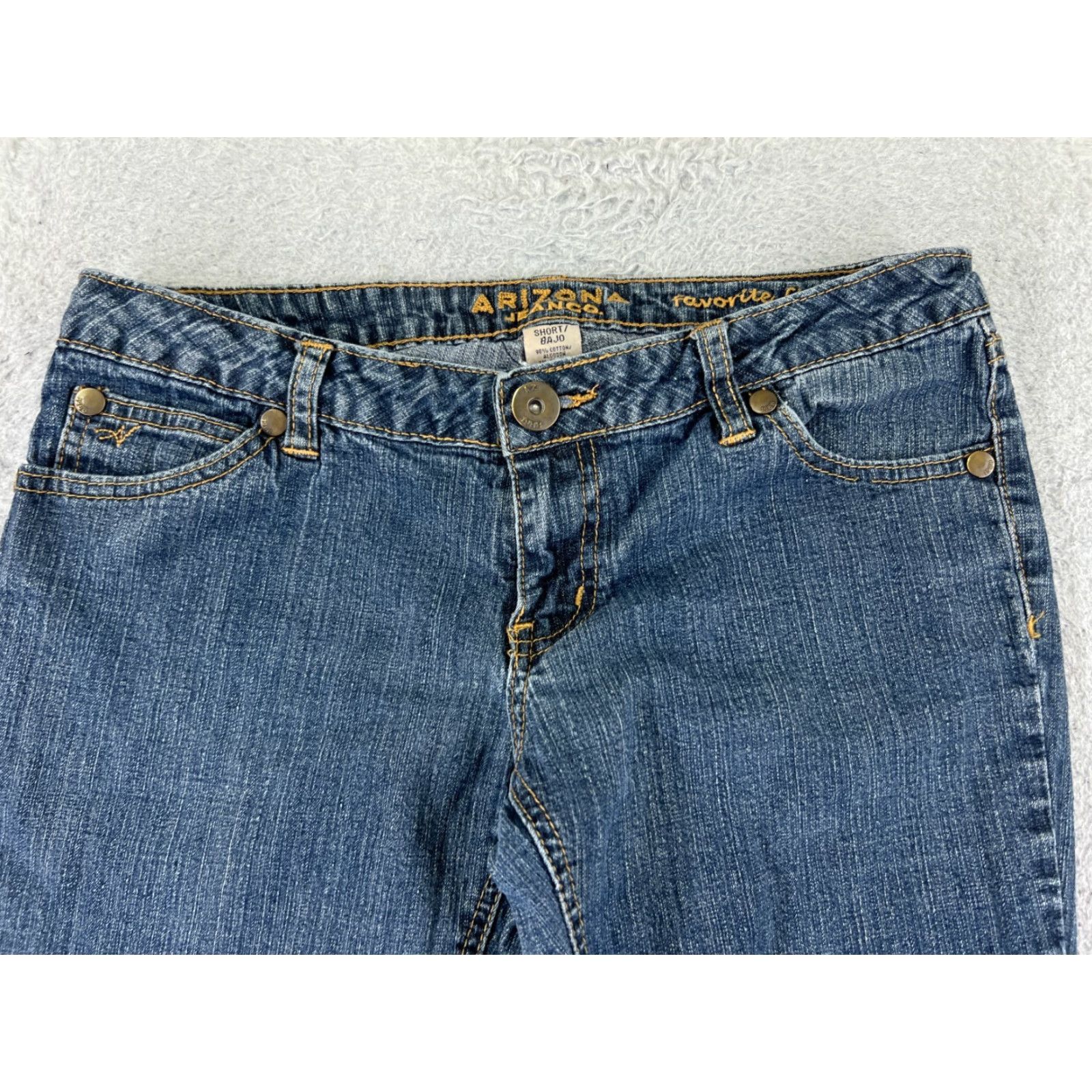 Vintage Arizona Jeans Co Jeans Womens 7 Blue Denim Flared 28x27 Cotton Distressed Zipper Cowboy Southwestern American Designer 90s Mens Girls? Size 28" / US 6 / IT 42 - 4 Thumbnail