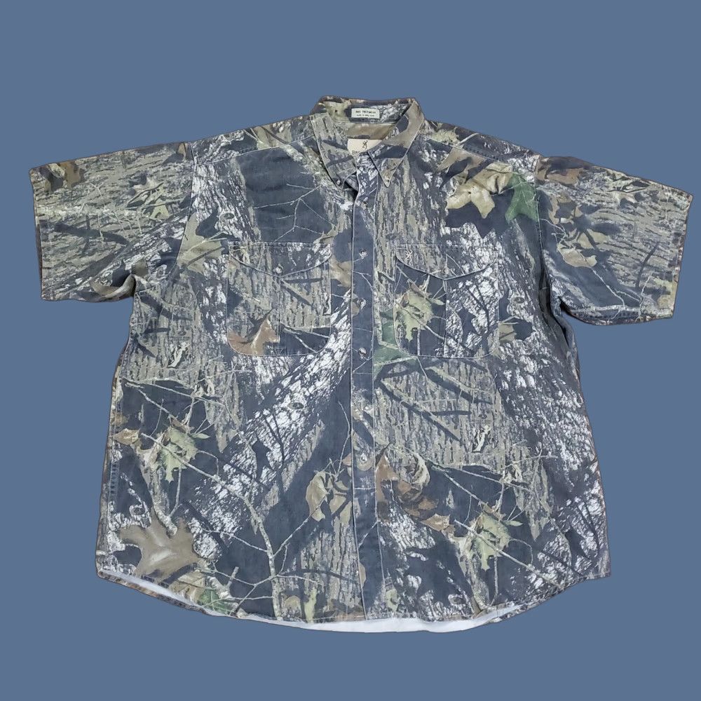 Vintage Browning Shirt Mens XXXL Camouflage Mossy Oak Short Sleeve Button Front Hunting Size US XXL / EU 58 / 5 - 1 Thumbnail