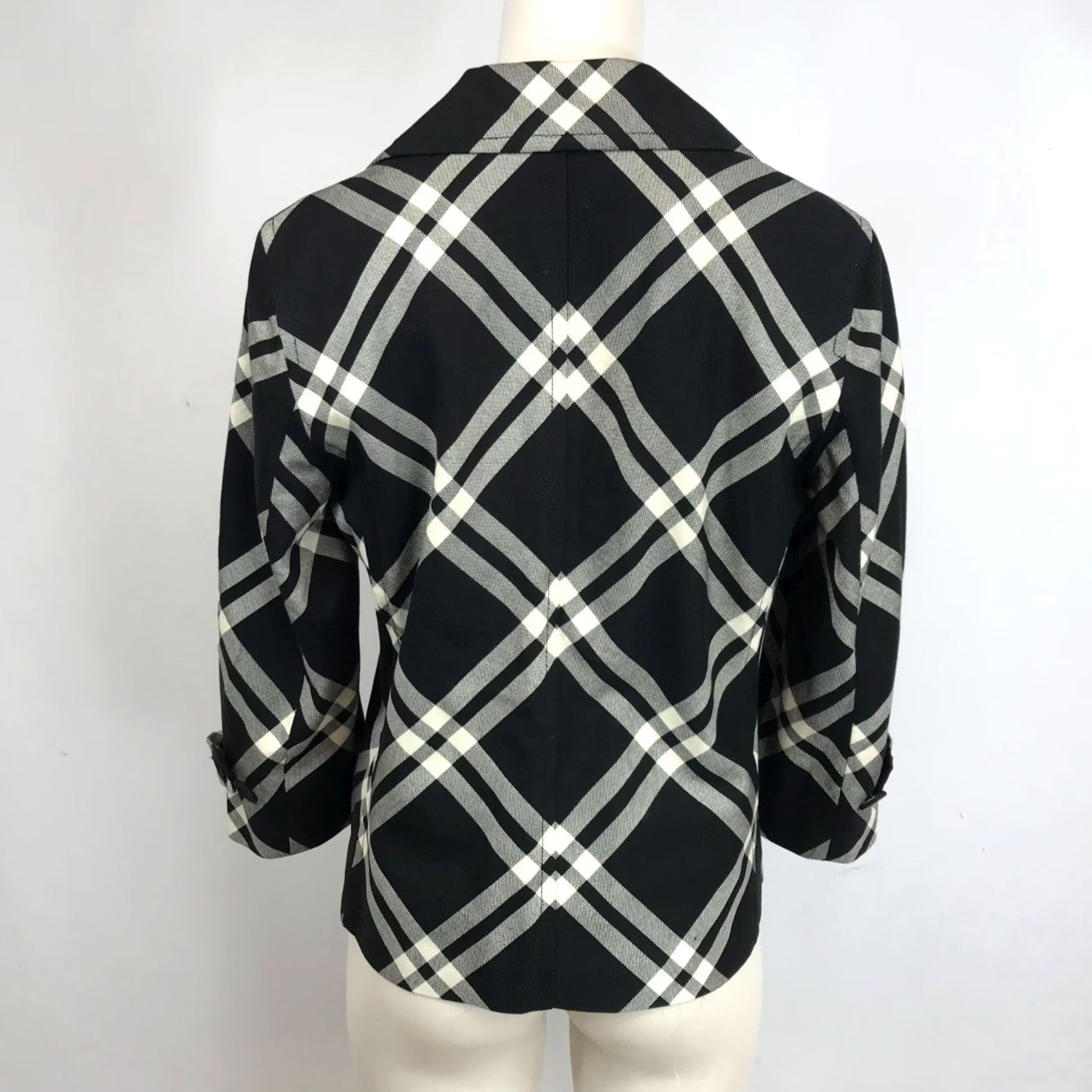 Talbots Talbots Women's 8 Jacket Black/White Lined Cotton Blend Button Up Plaid Size M / US 6-8 / IT 42-44 - 5 Thumbnail